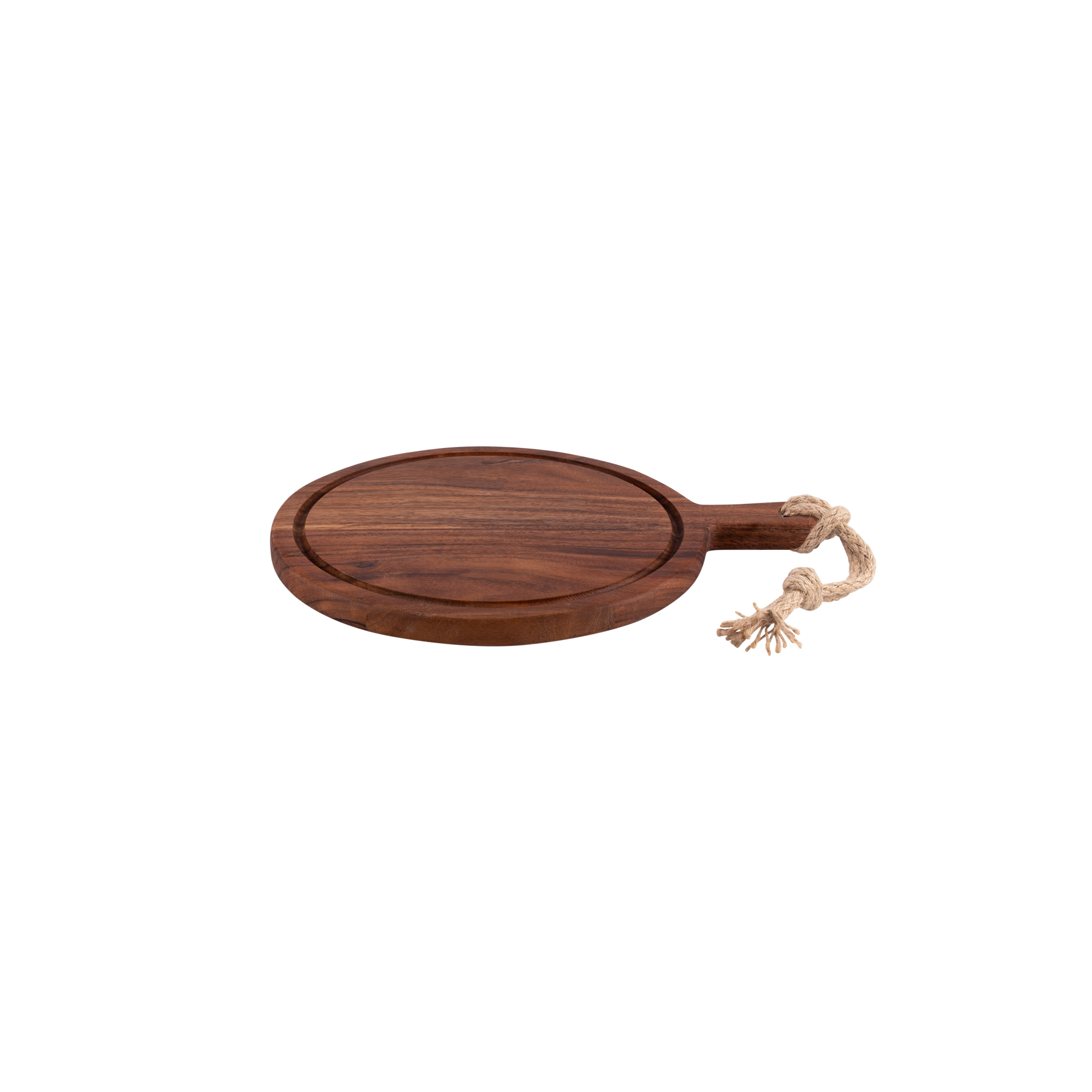 Pure Acacia Wood Serveerplank rond met sapgoot 30 cm