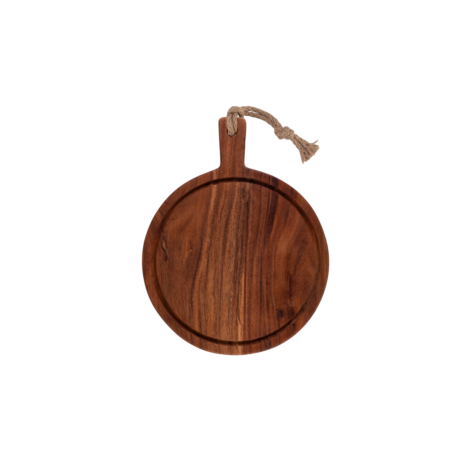Pure Acacia Wood Serveerplank rond met sapgoot 30 cm