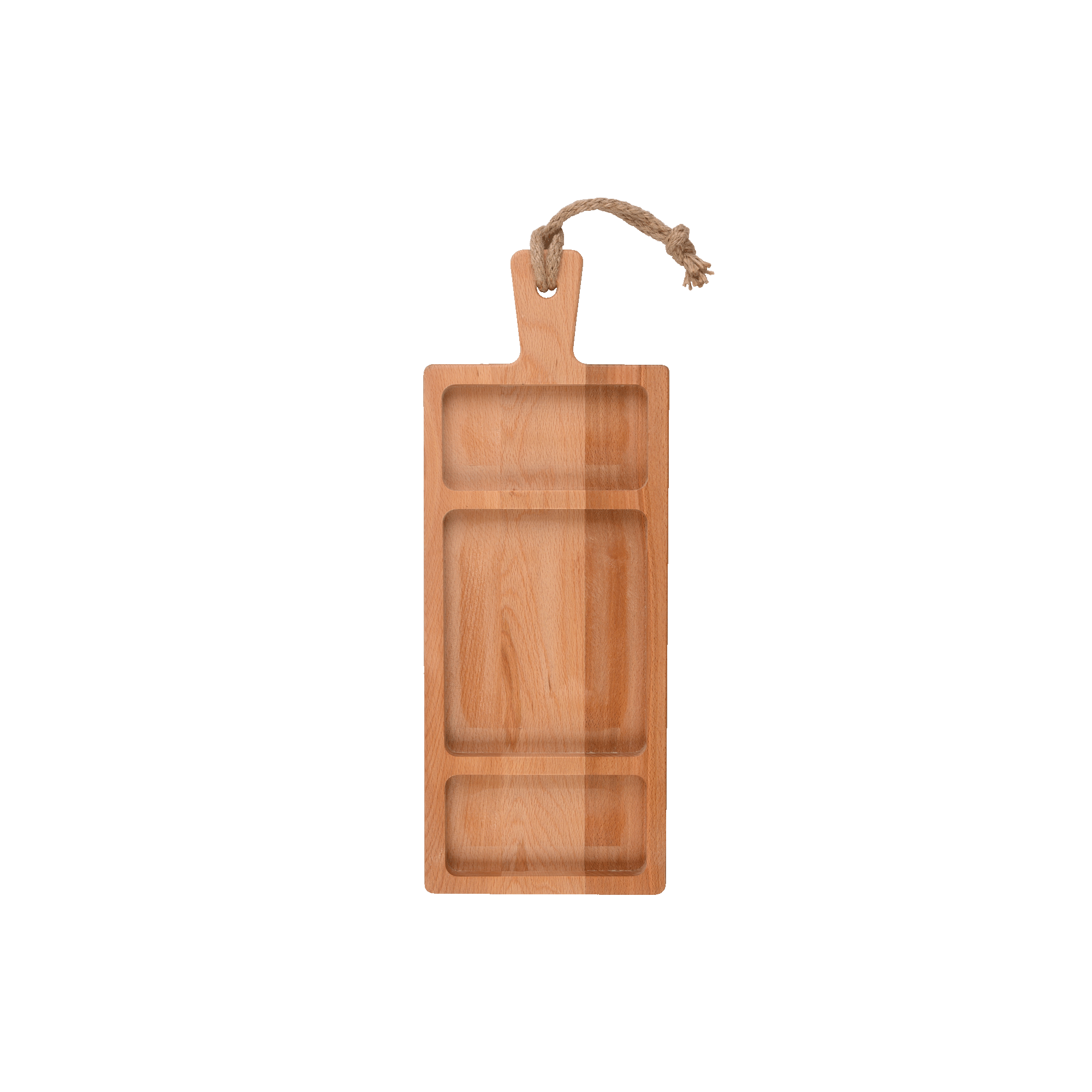 Pure Beech Wood Food Board 49 cm 3 cutouts