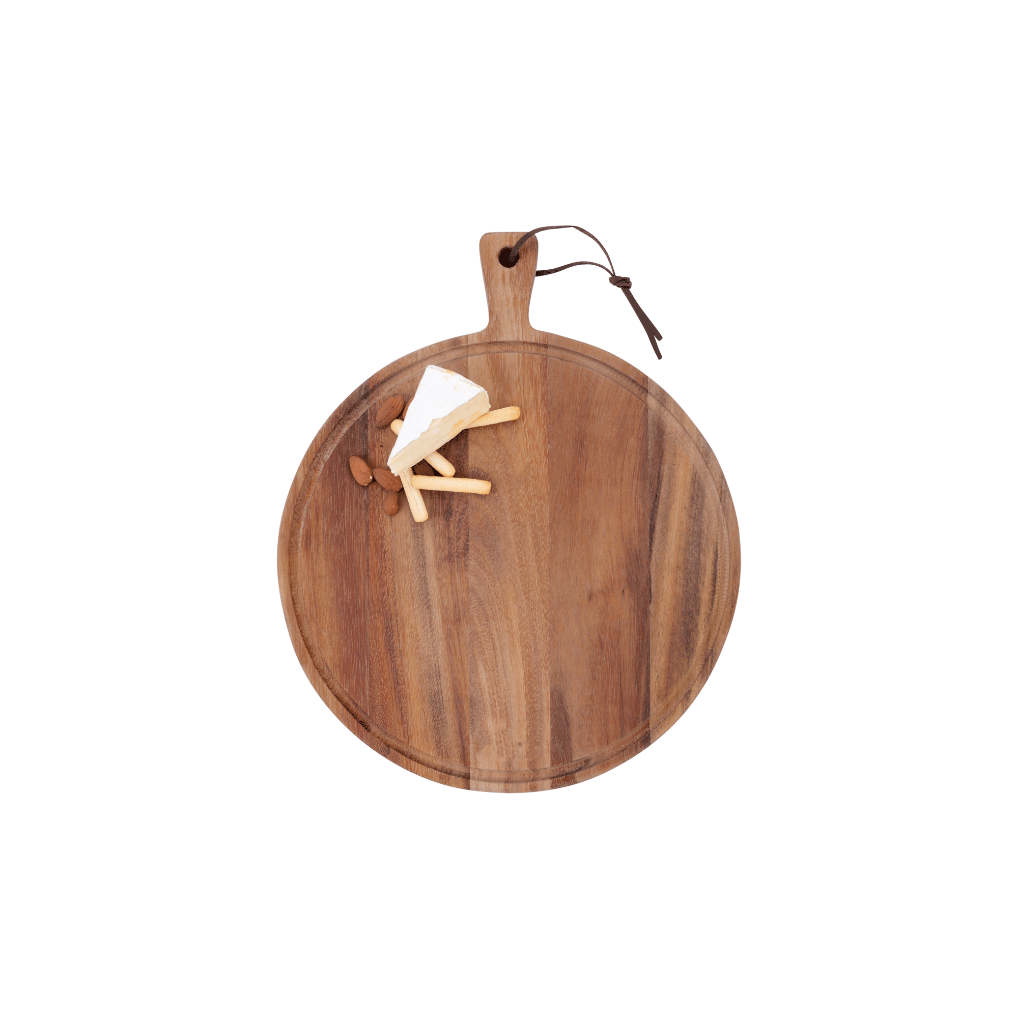 Pure Teak Wood Serveerplank rond Ø 35 x 3 cm met sapgoot