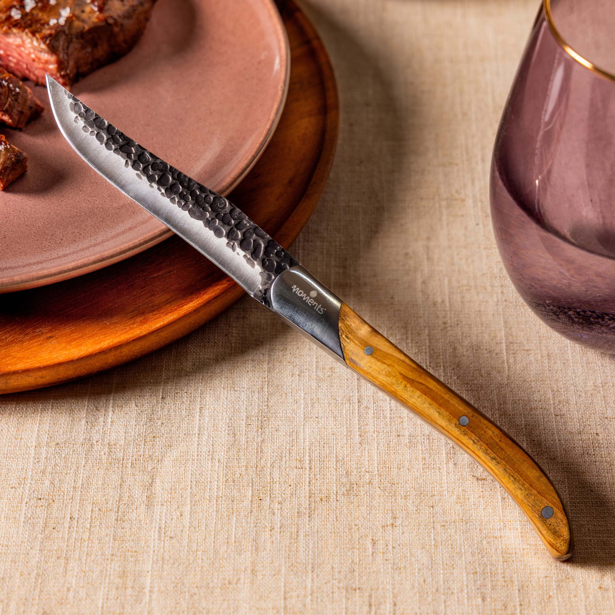 Moments Steakmessen Forged Olijfhout set van 4