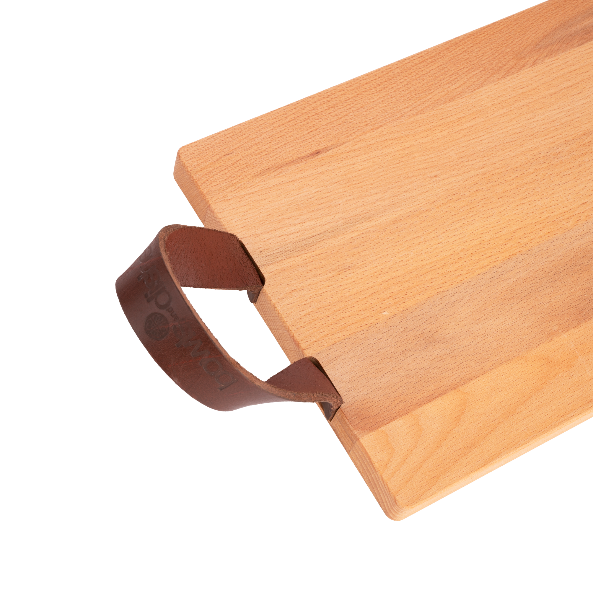 Puur Hout | Beuken Serveertray met handgreep leer 59 x19,5cm