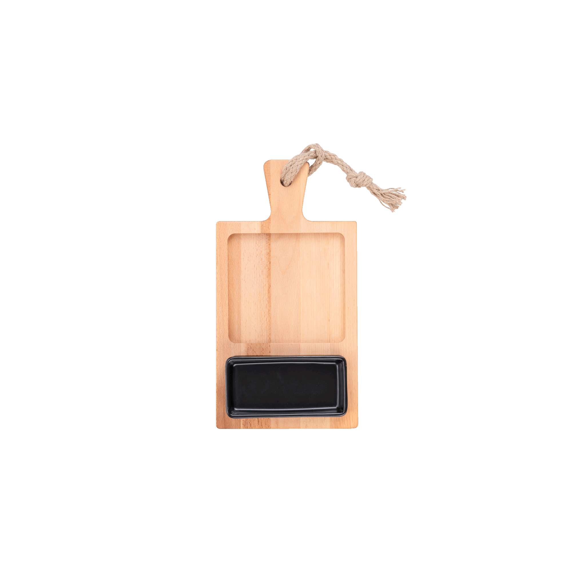 Puur Hout | Beuken Foodplank 35 cm 2 vak 1 schaaltje zwart