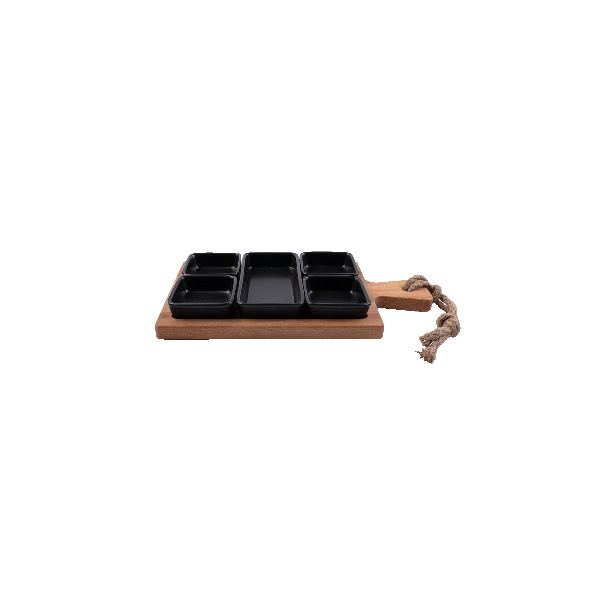 Puur Hout | Beuken Foodplank 35 cm 1 vak 5 schaaltjes zwart