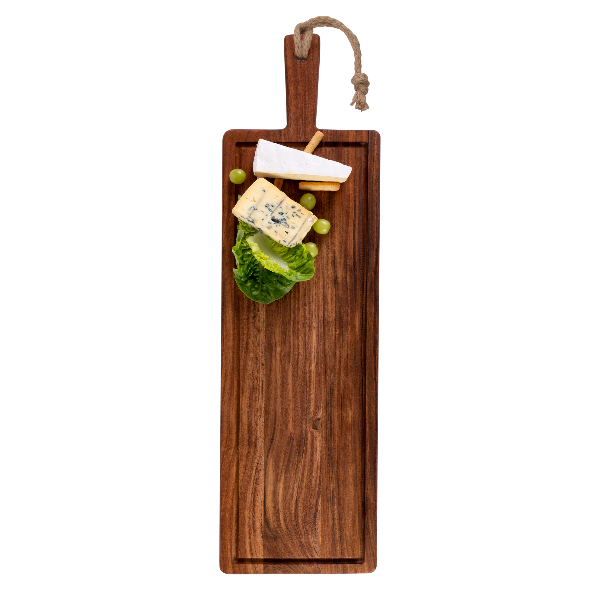 Pure Acacia Wood Serveerplank recht met sapgoot 69x20x2 cm