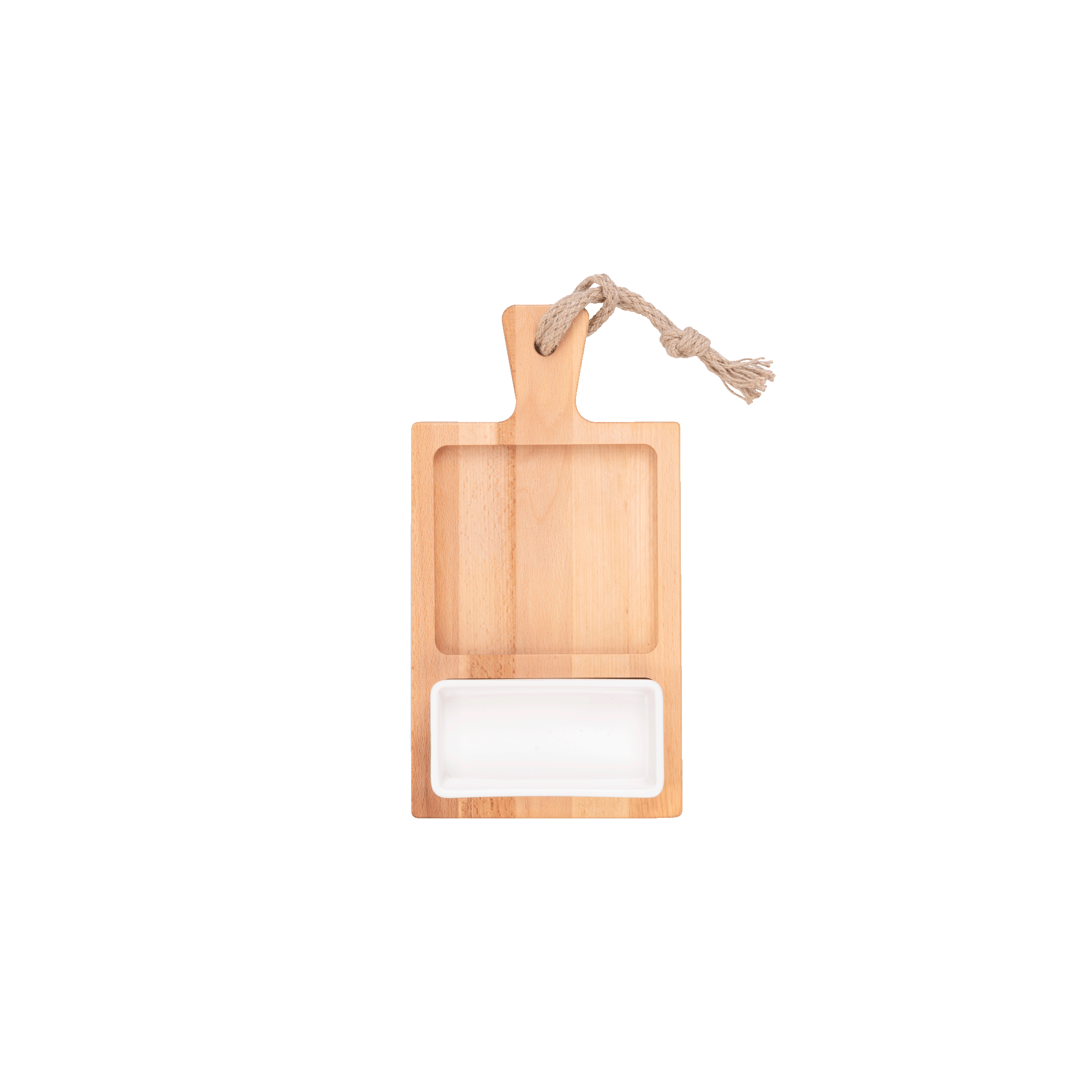 Puur Hout | Beuken Foodplank 35 cm 2 vak 1 schaaltje wit