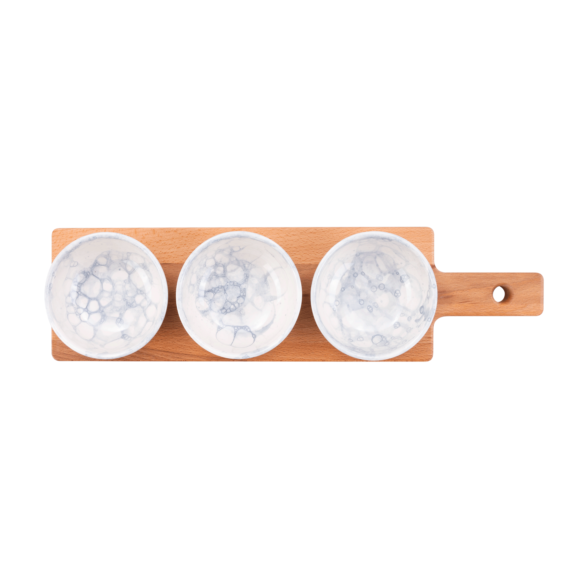 Espuma 3-Schaaltjes 11cm blauwgrijs op plank 46 cm