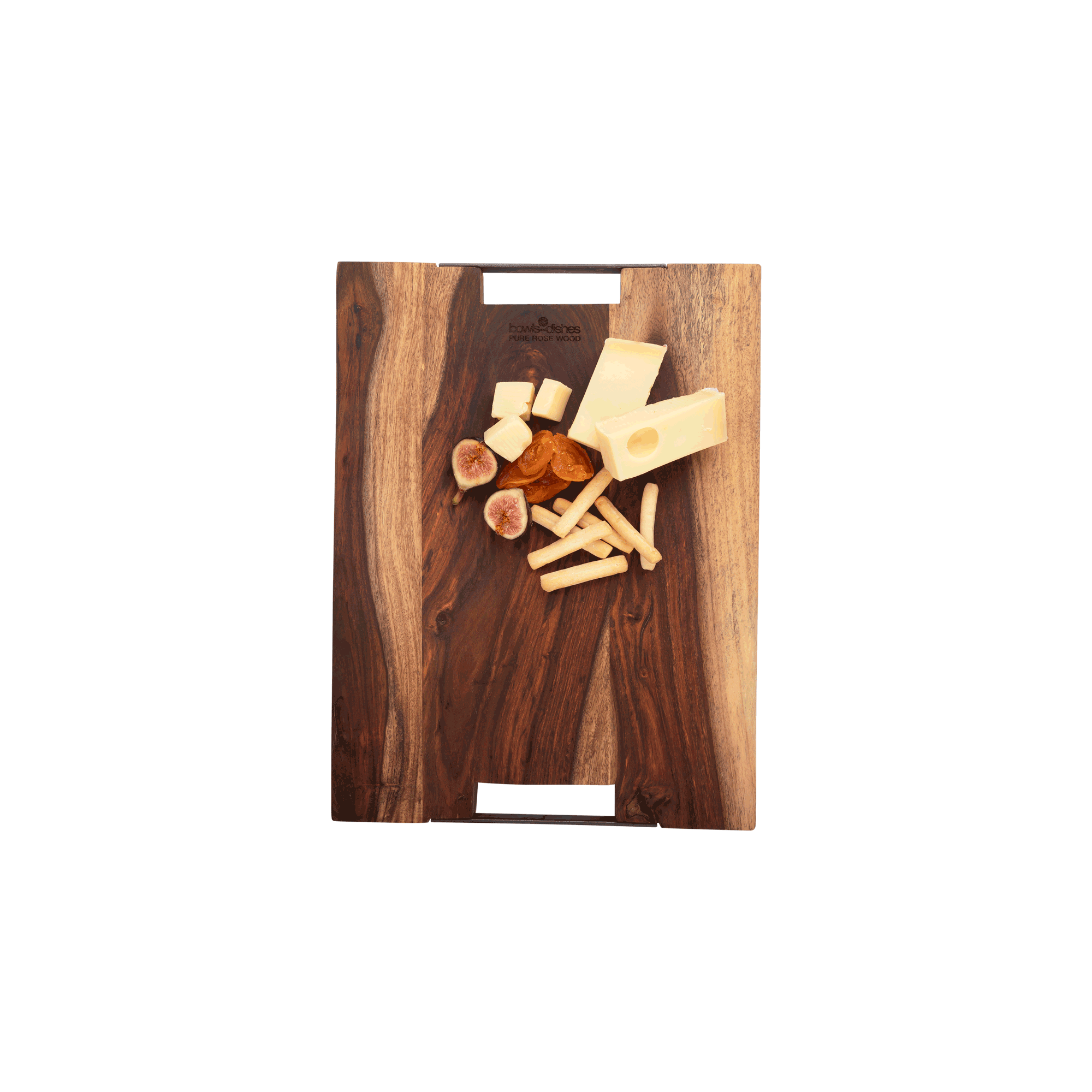 Pure Rose Wood Serveerplank 2 metalen handvatten 40 x 30 cm