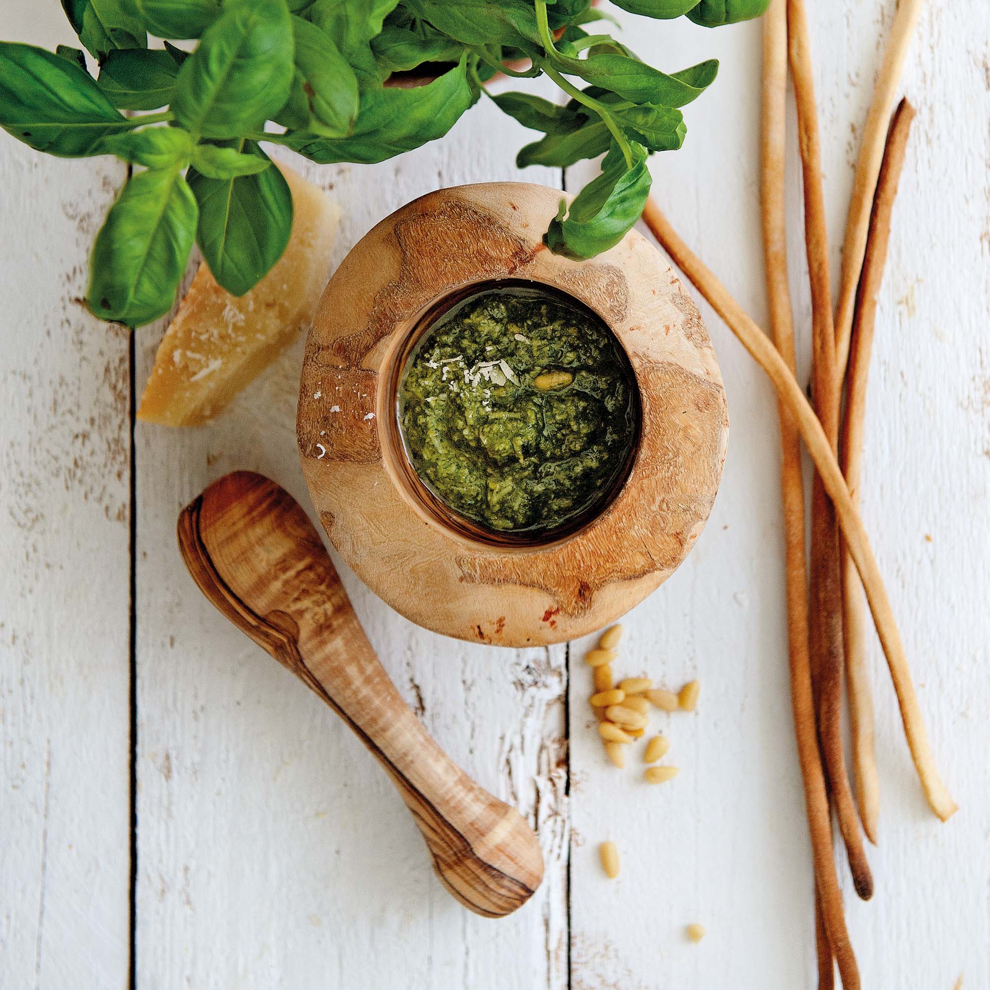 Olijfhouten Vijzel 10 cm met stamper