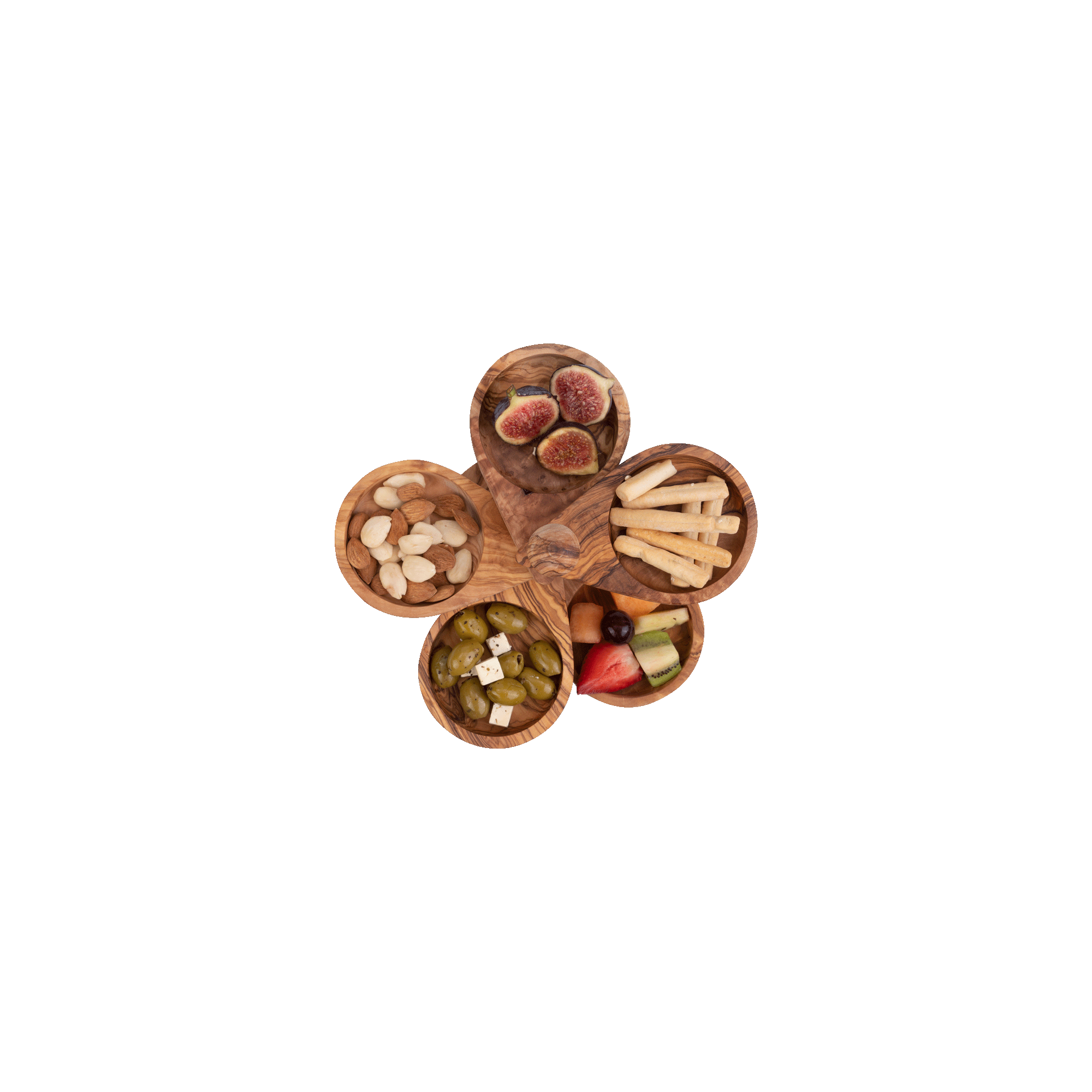 Olijfhouten Etagère 5delig