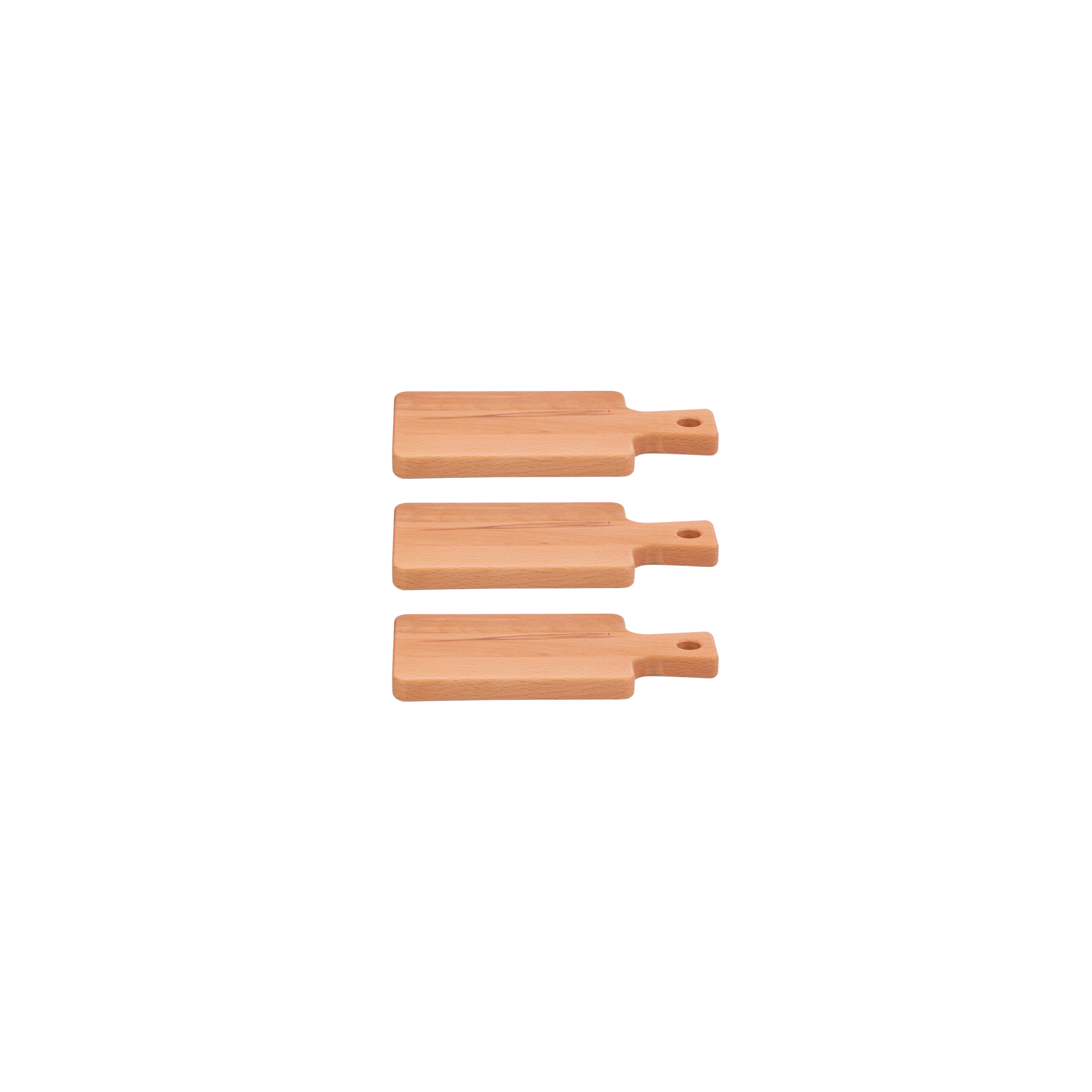 Set van 3 Puur Hout | Beuken Amuseplankjes 20,5x11x1,5cm