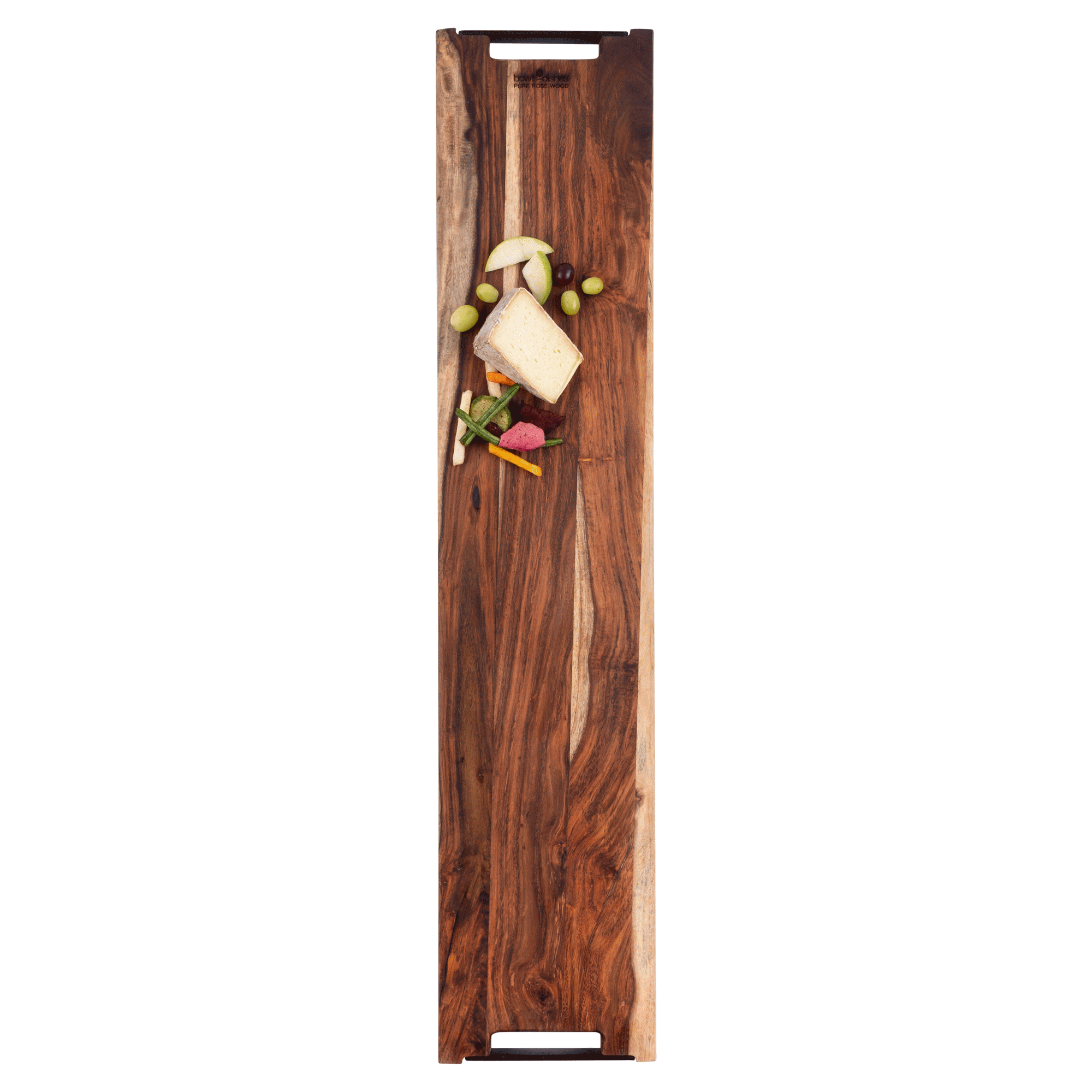 Pure Rose Wood Serveerplank met 2 metalen handvatten 95 cm