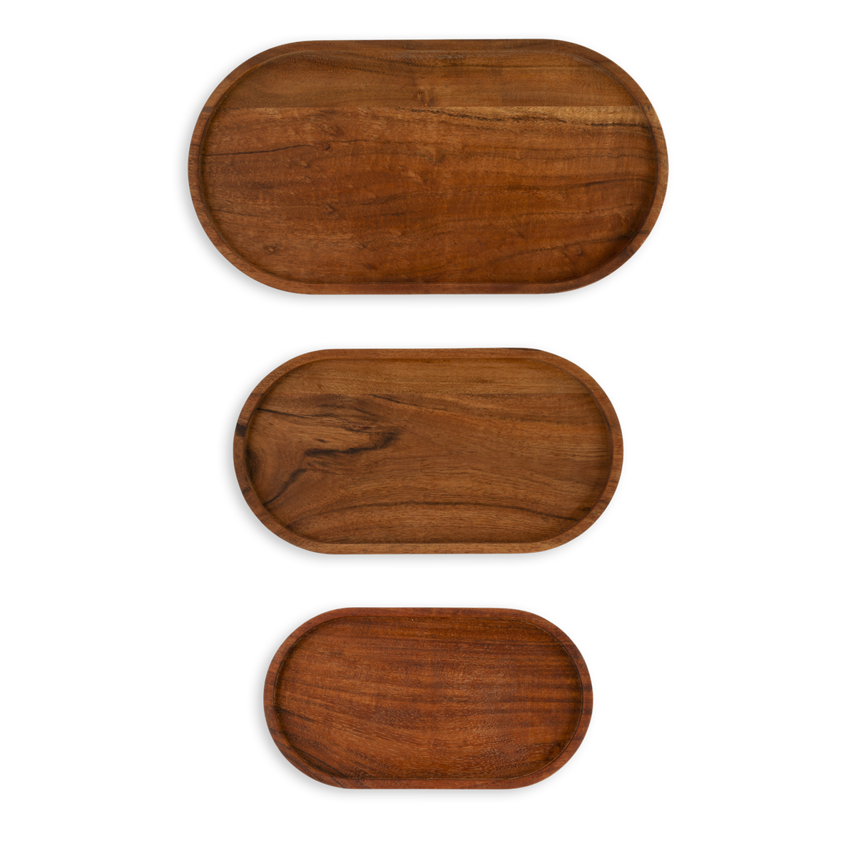 Set van 3 Serveertrays Pure Acacia Wood ovaal (S/M/L)