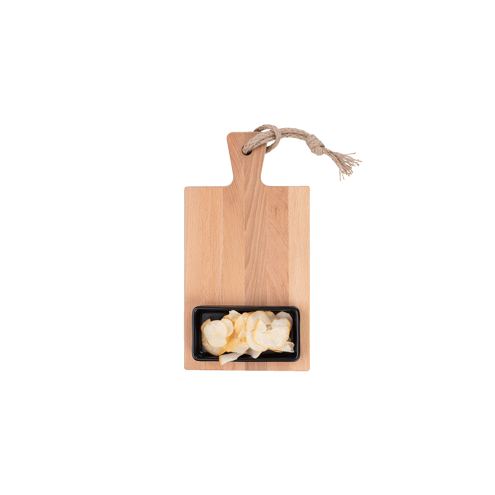 Pure Beech Wood Foodtray 35 cm, 1 compartment with 1 Black bowl