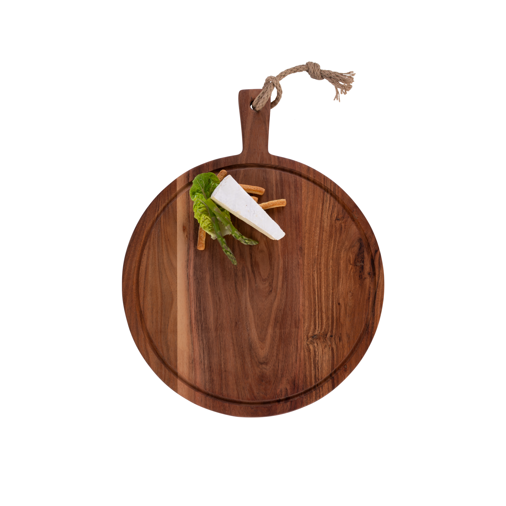 Pure Acacia Wood Serveerplank rond met sapgoot 40 cm