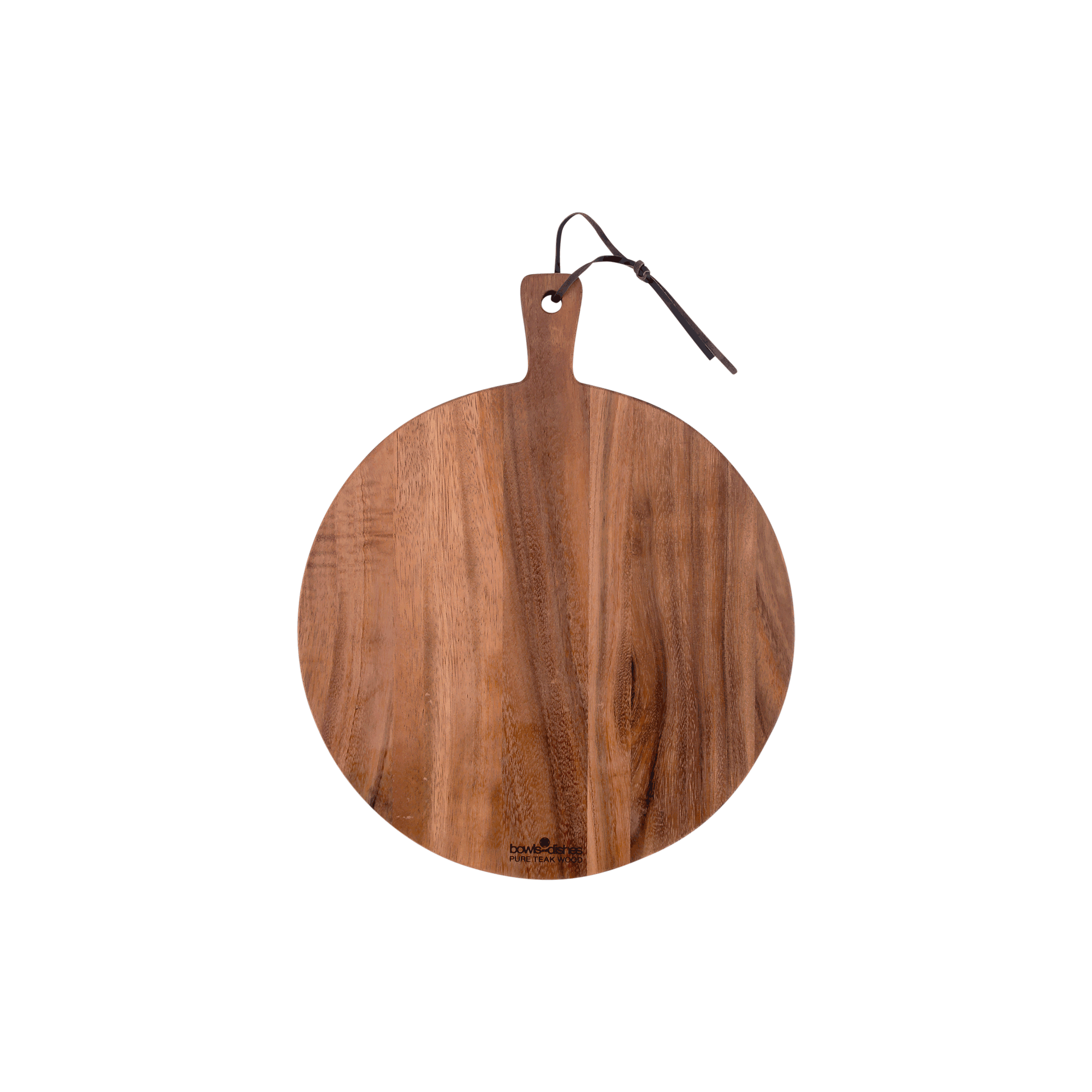 Pure Teak Wood Serving Board round with handle 35 x 2cm