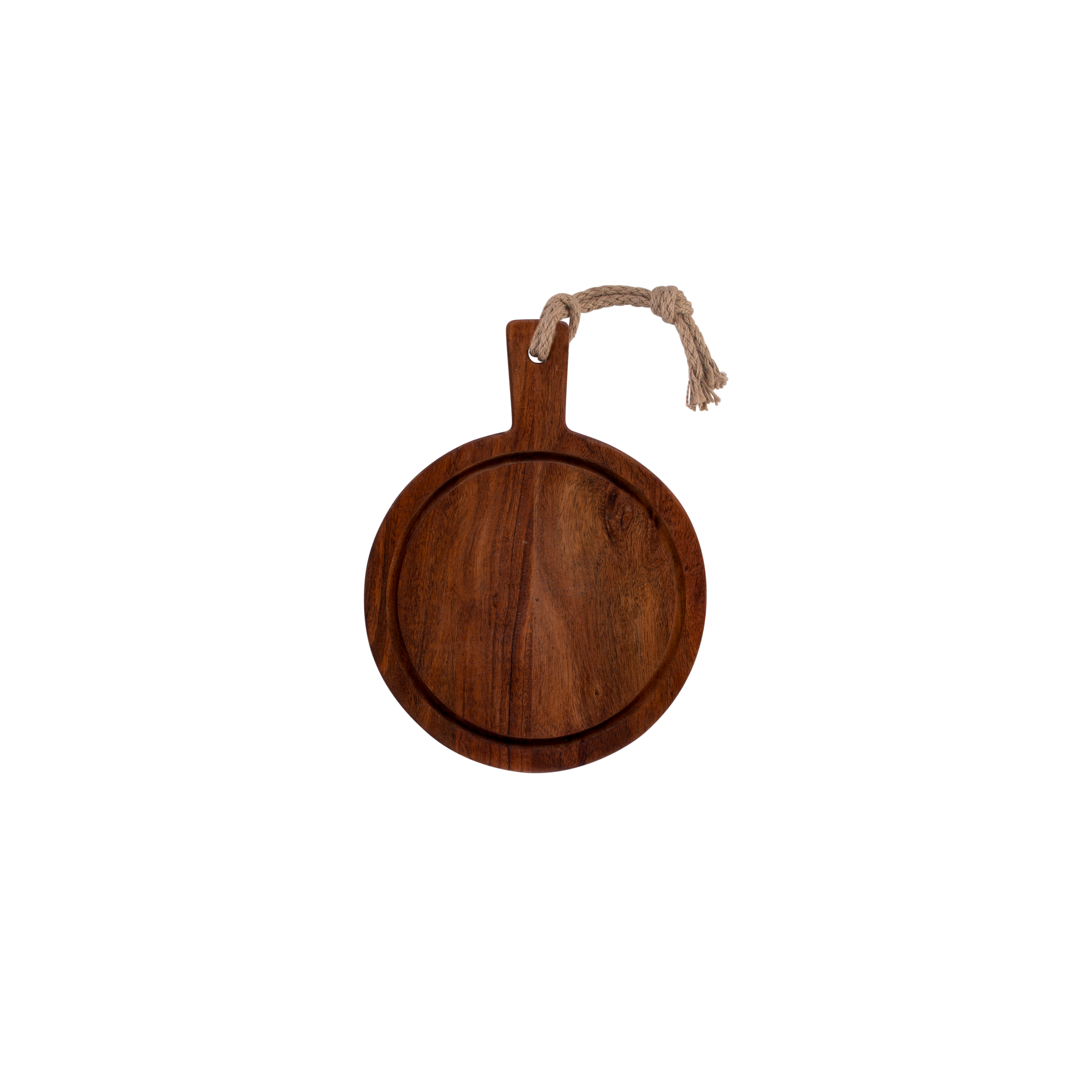 Pure Acacia Wood Serveerplank rond met sapgoot 25 cm