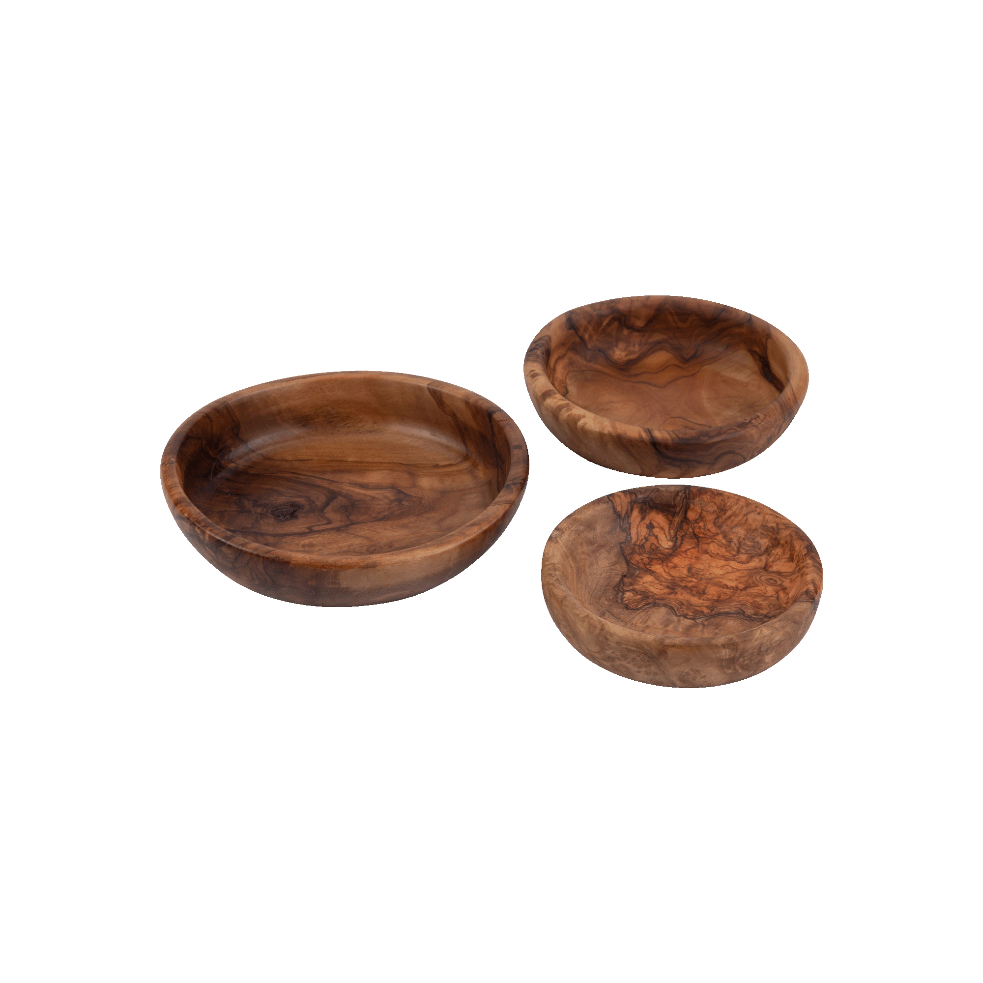 Olijfhouten Schalen laag Set Ø 10-12-14 cm
