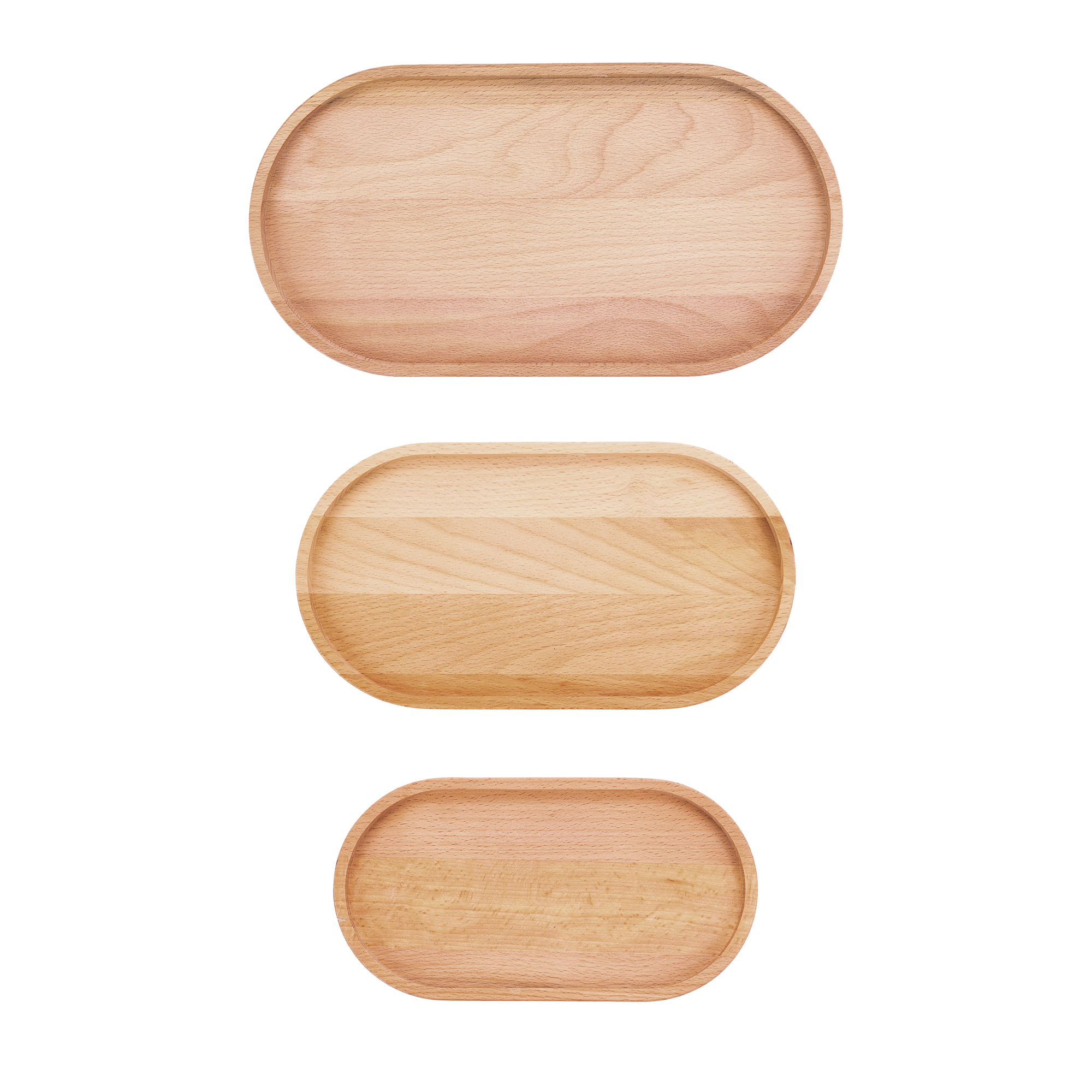 Set van 3 Serveertrays Puur Hout ovaal (S/M/L)