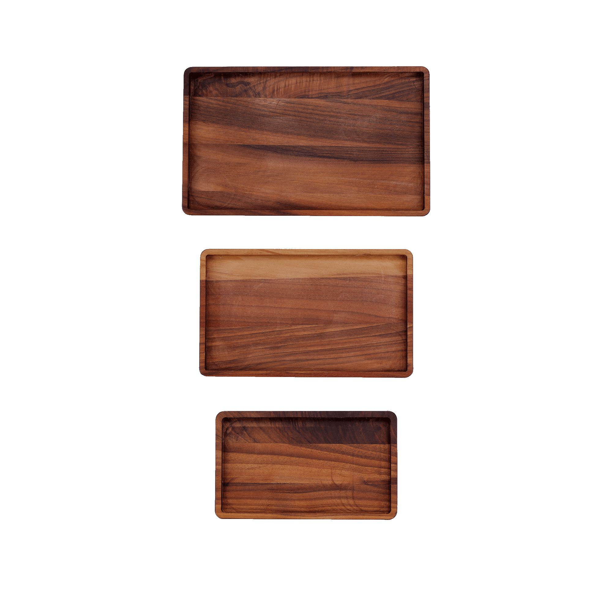 Set of 3 Serving trays Pure Walnut Wood rectangular (S/M/L) Set of 3 Serving trays Pure Walnut Wood rectangular (S/M/L)