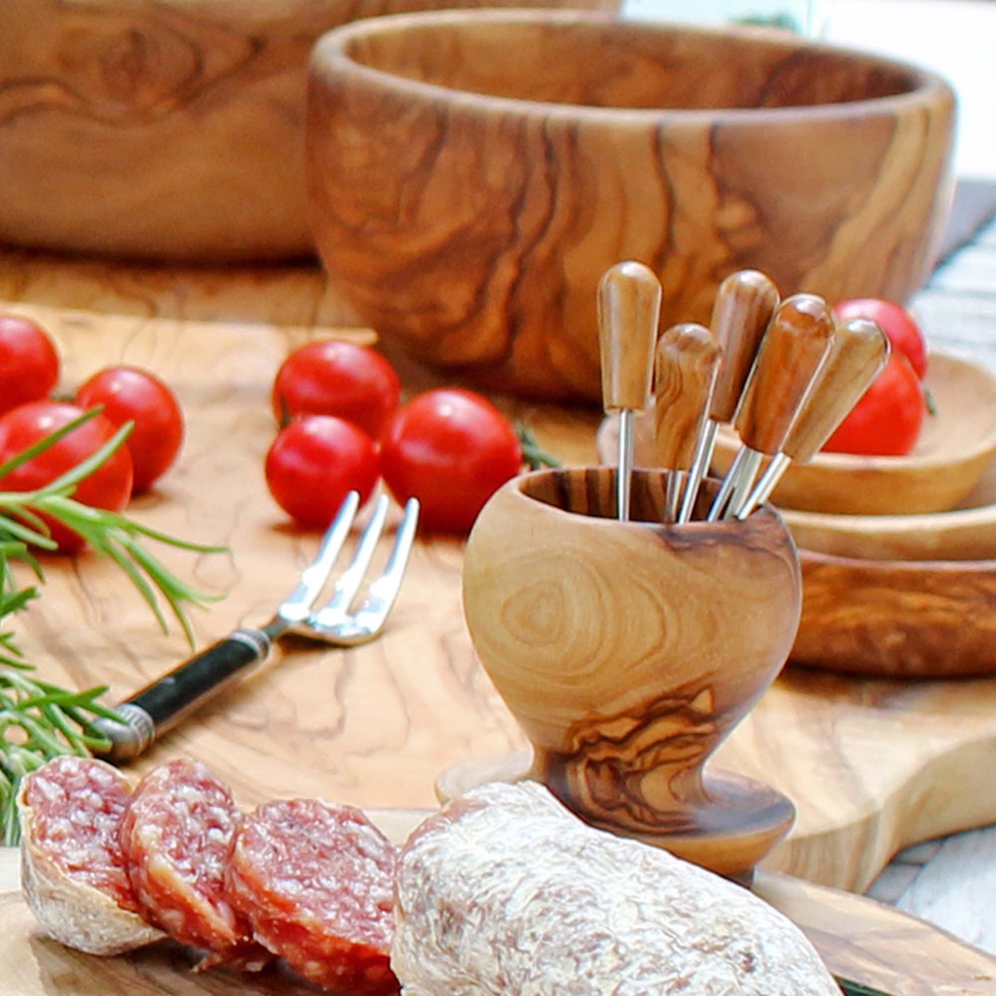 Olijfhouten Pincho houder rond model