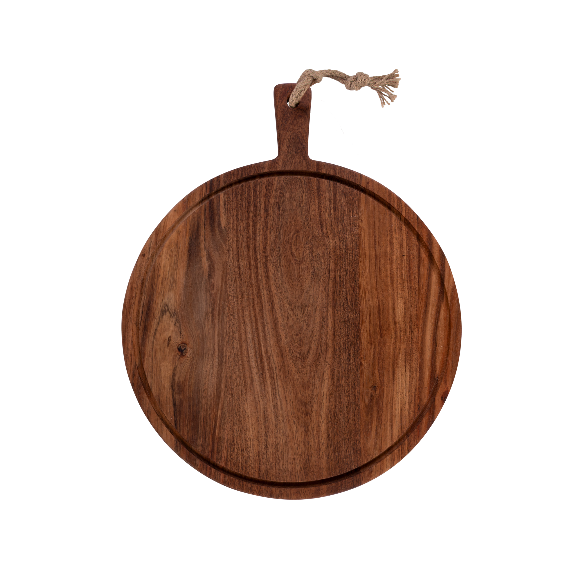 Pure Acacia Wood Serveerplank rond met sapgoot 45 cm