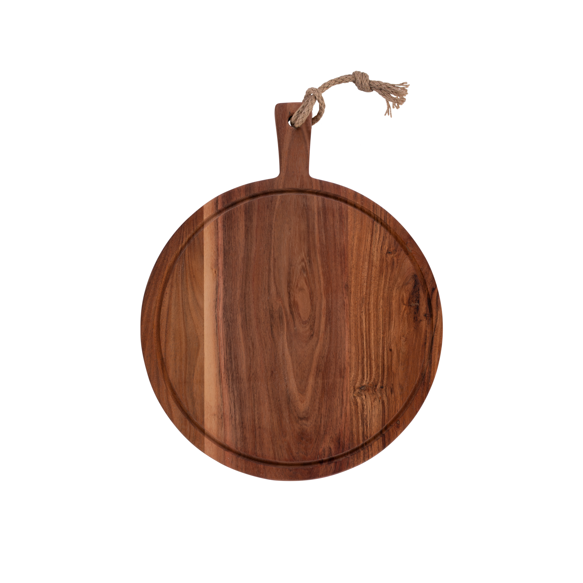 Pure Acacia Wood Serveerplank rond met sapgoot 40 cm