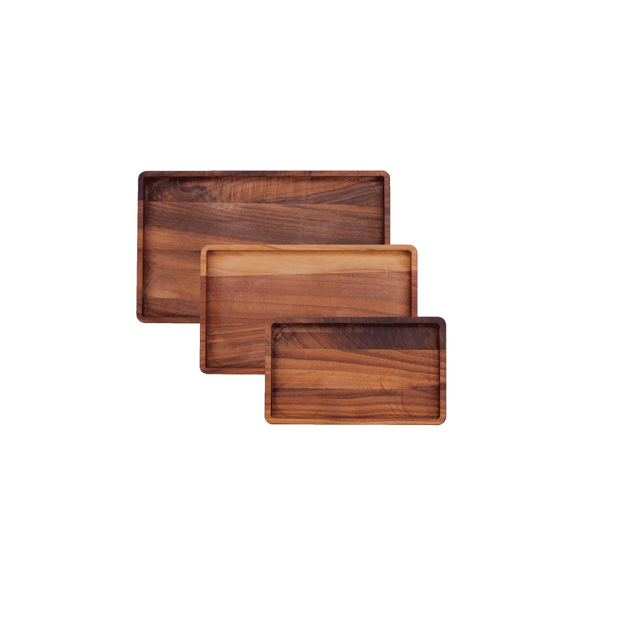 Set of 3 Serving trays Pure Walnut Wood rectangular (S/M/L) Set of 3 Serving trays Pure Walnut Wood rectangular (S/M/L)