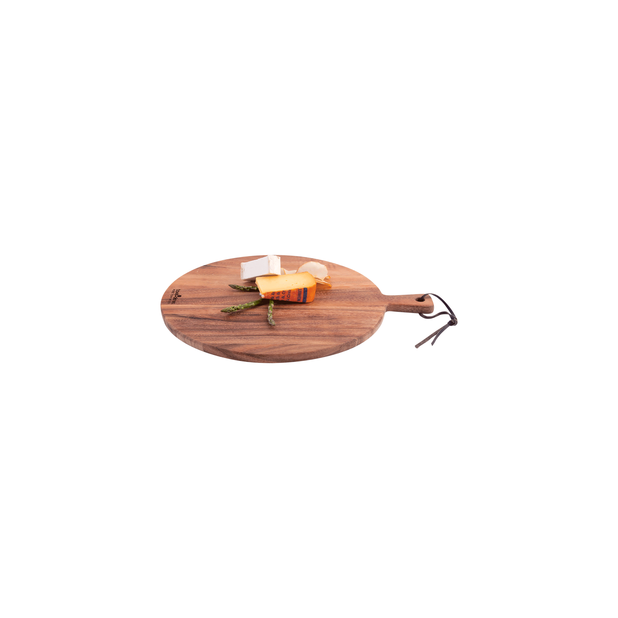 Pure Teak Wood Serving Board round with handle 35 x 2cm