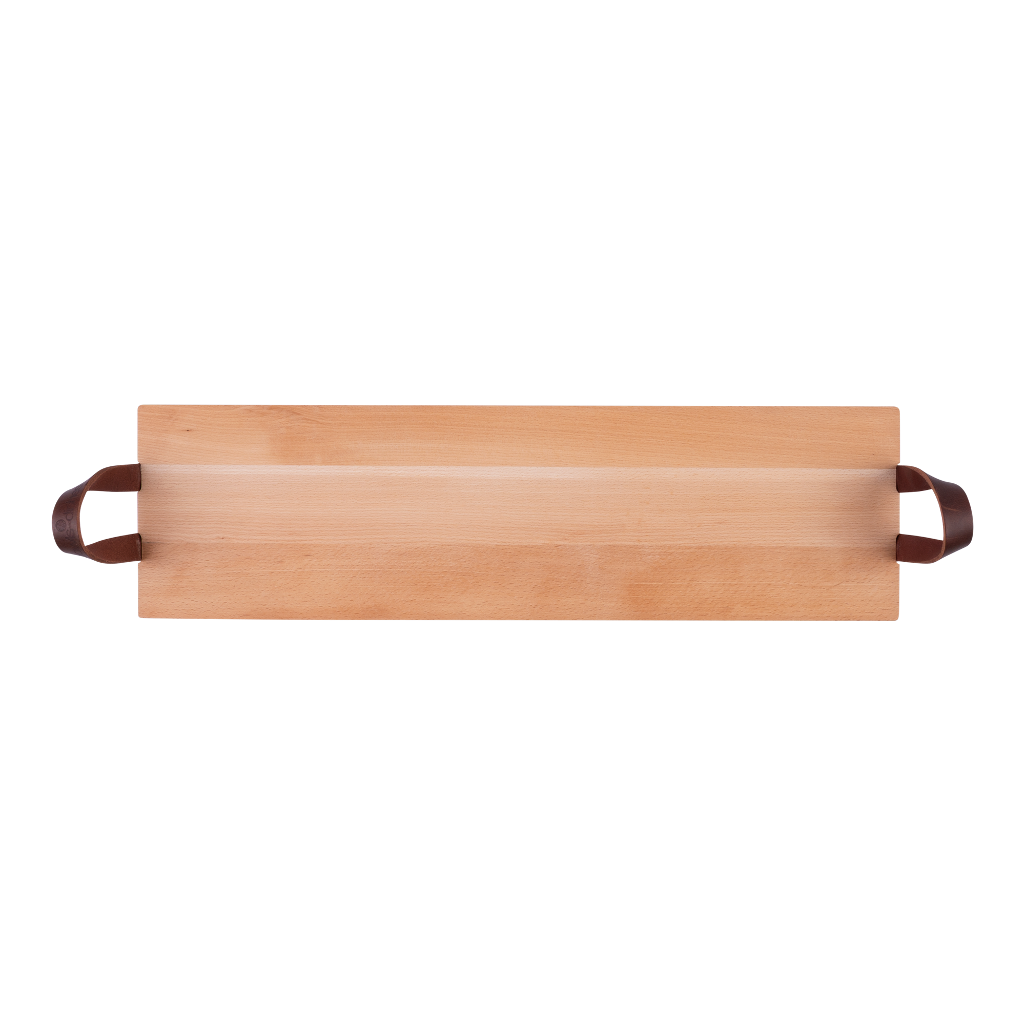 Pure Beech Wood Serving tray 69 cm with leather handles