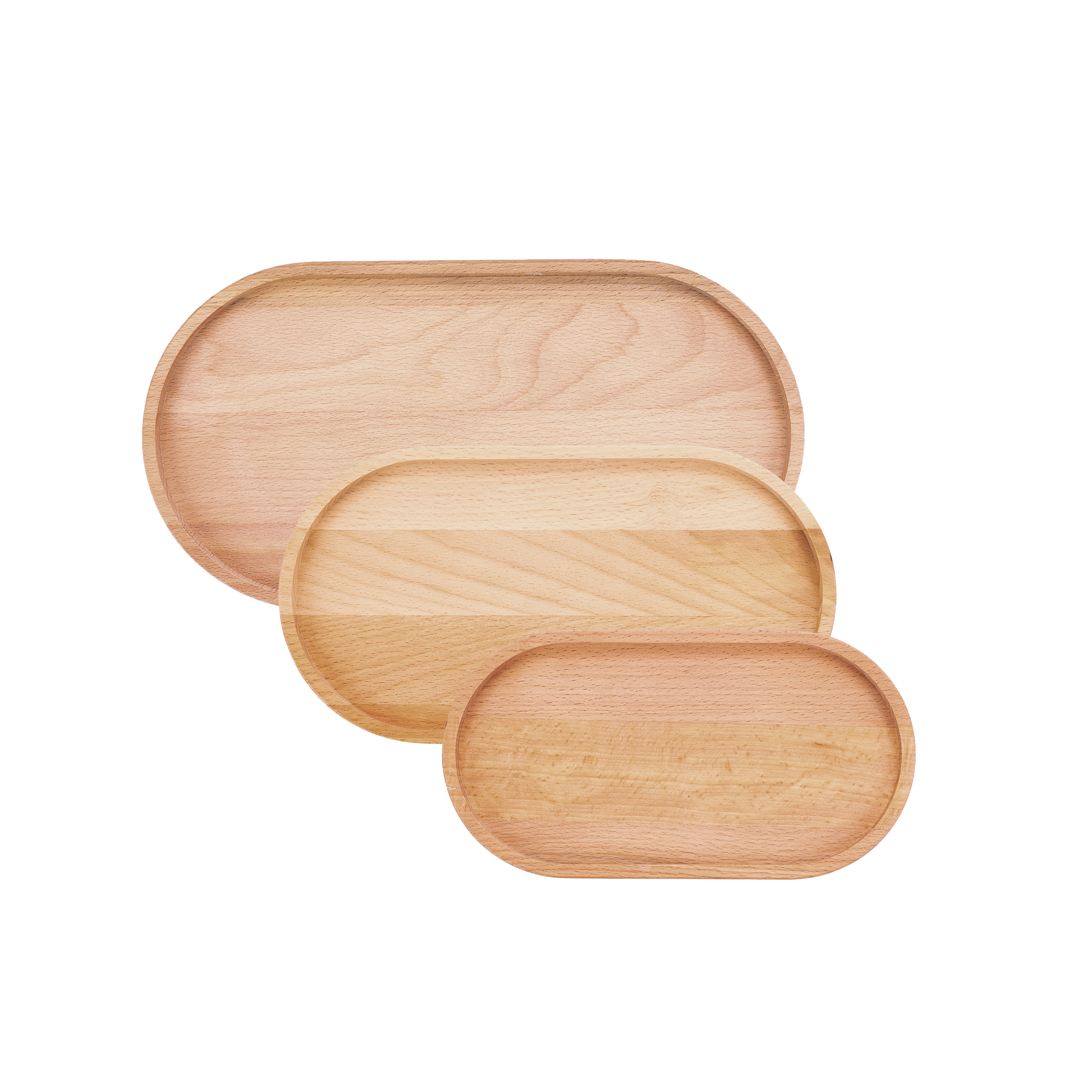 Set van 3 Serveertrays Puur Hout ovaal (S/M/L)