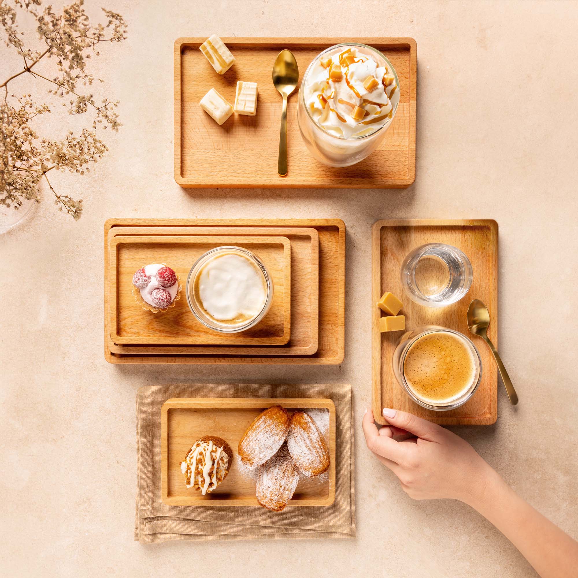 Pure Beech Wood Serving Tray rectangular M 24 cm