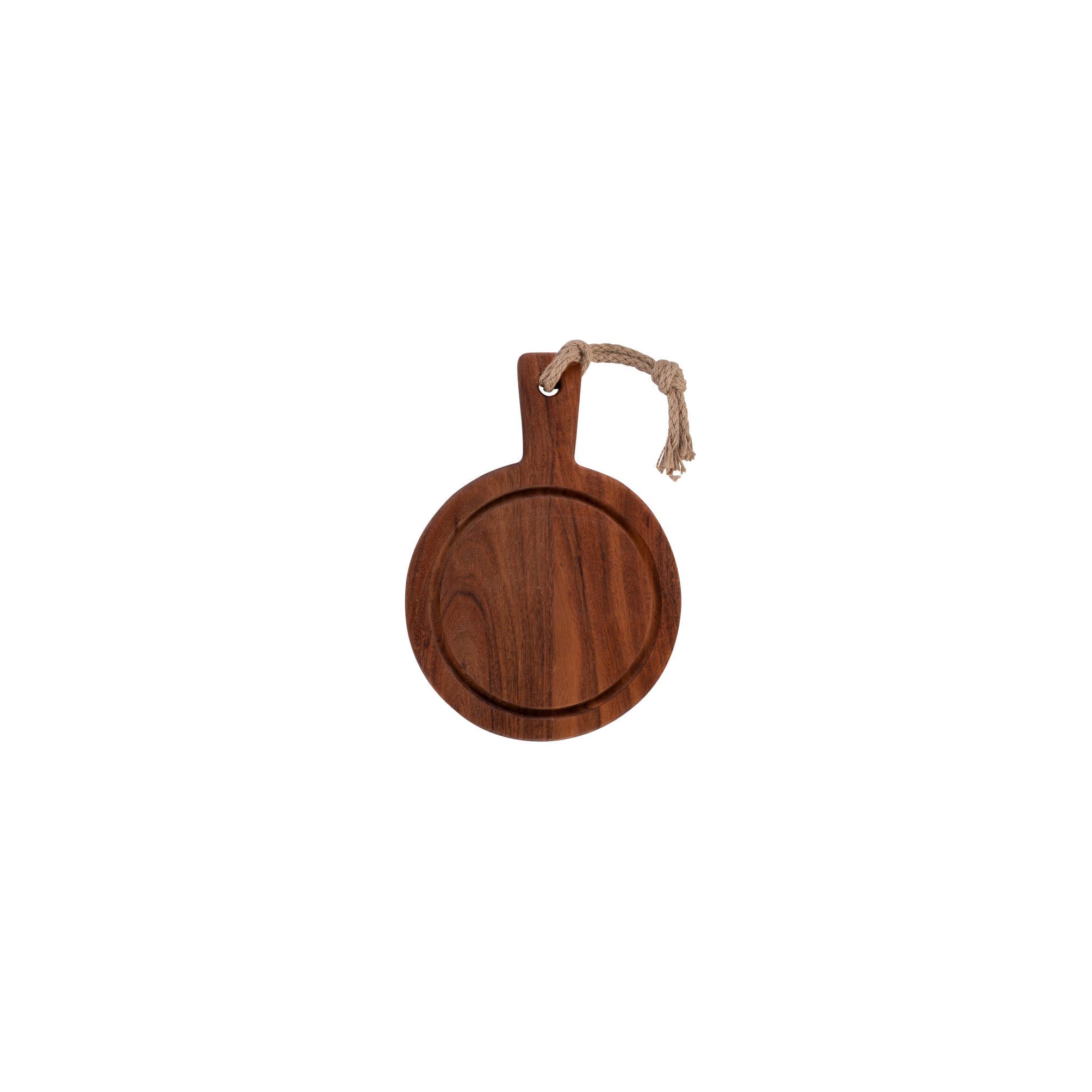 Pure Acacia Wood Serveerplank rond met sapgoot 20 cm