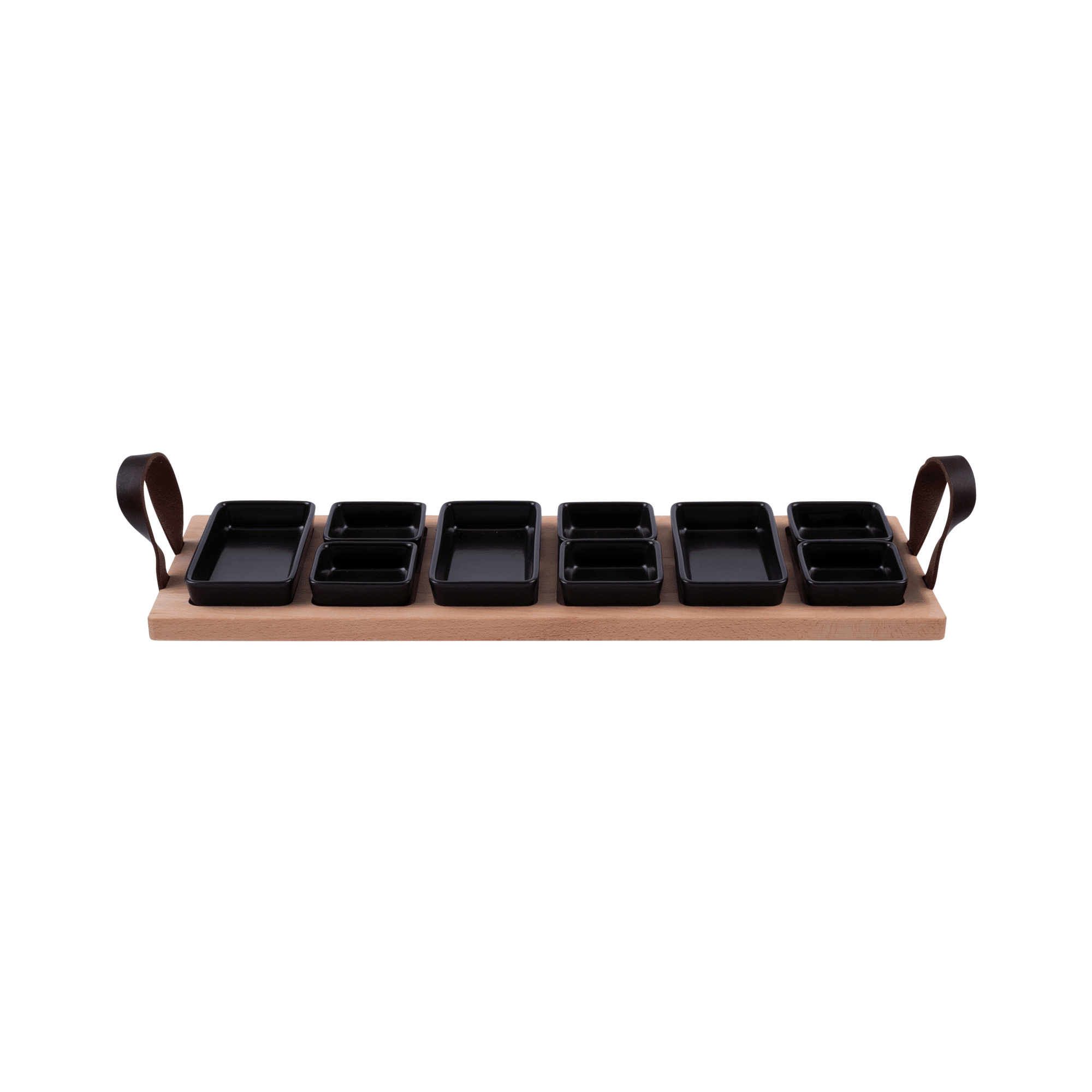 Bowls and Dishes Borreltray 59cm 6-vaks met schaaltjes zwart