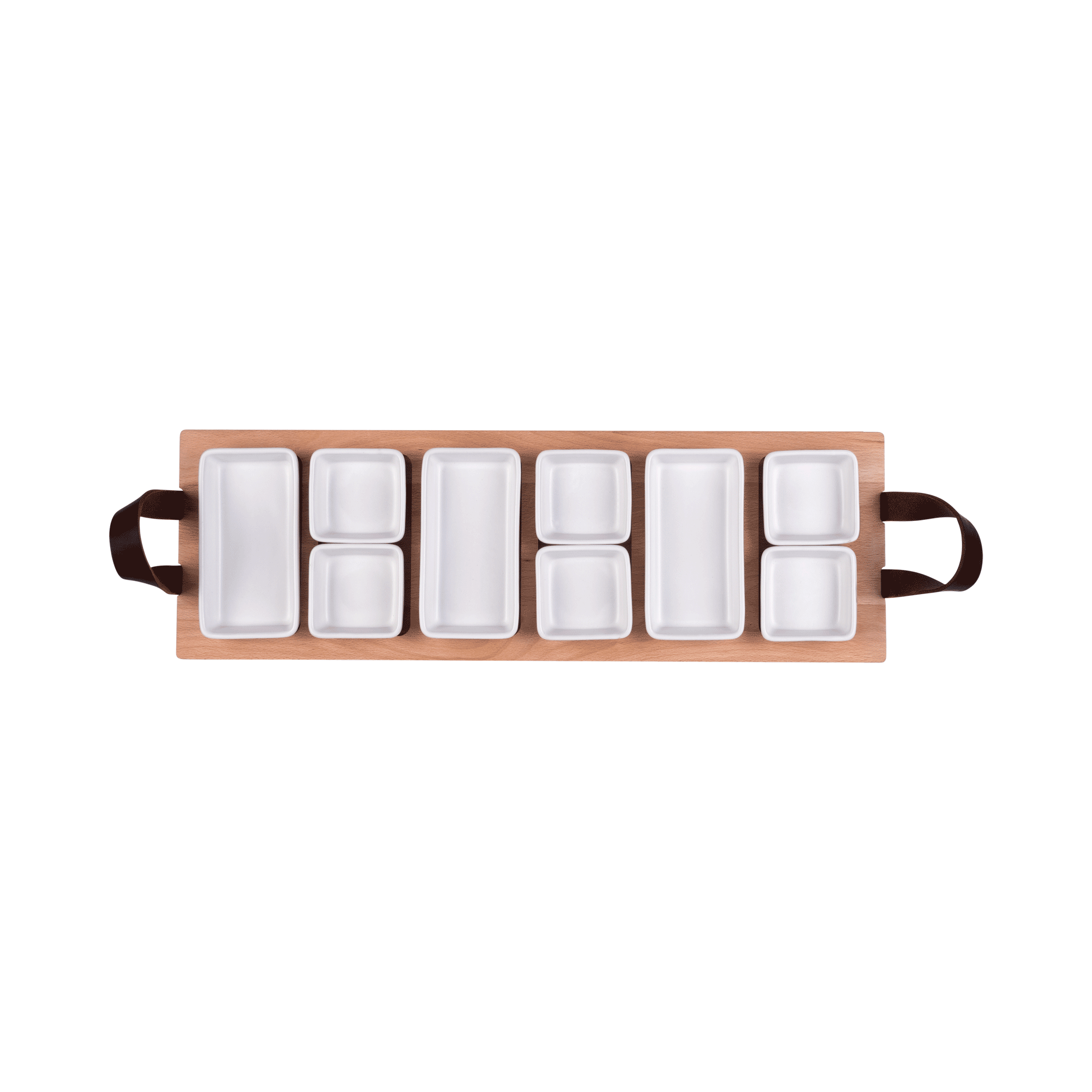 Bowls and Dishes Borreltray 59cm 6-vaks met schaaltjes wit