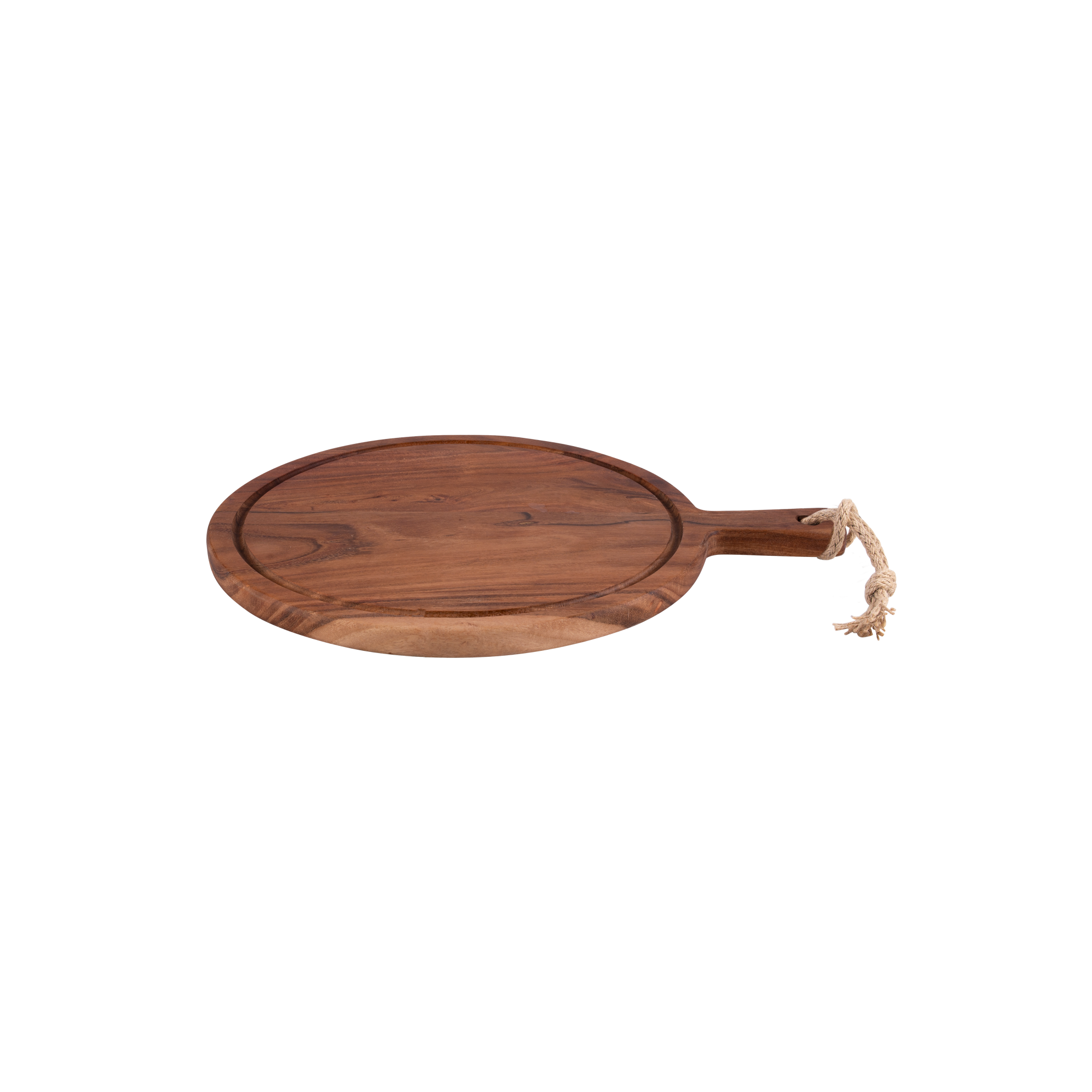 Pure Acacia Wood Serveerplank rond met sapgoot 35 cm