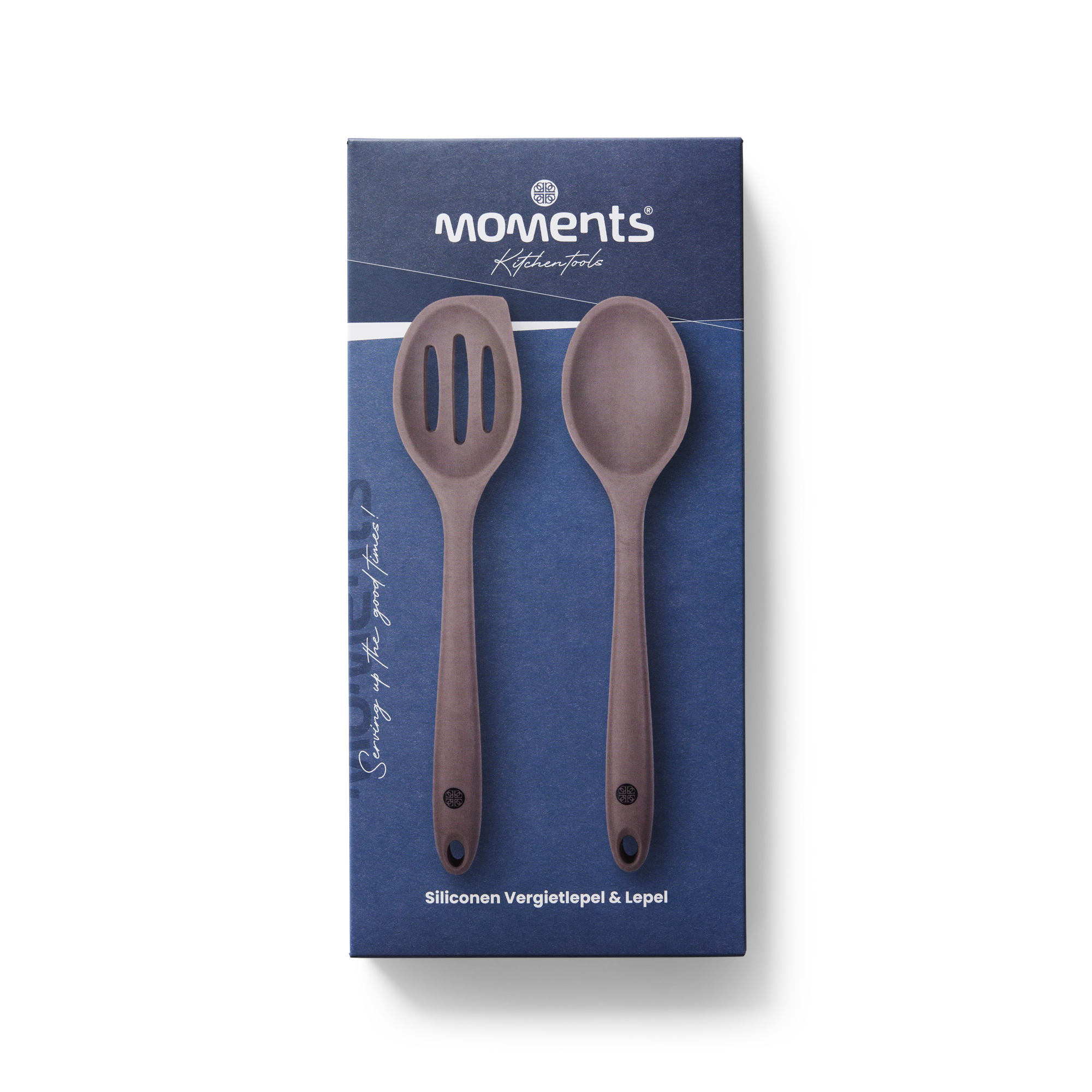 Moments set Vergietlepel +  Lepel Taupe