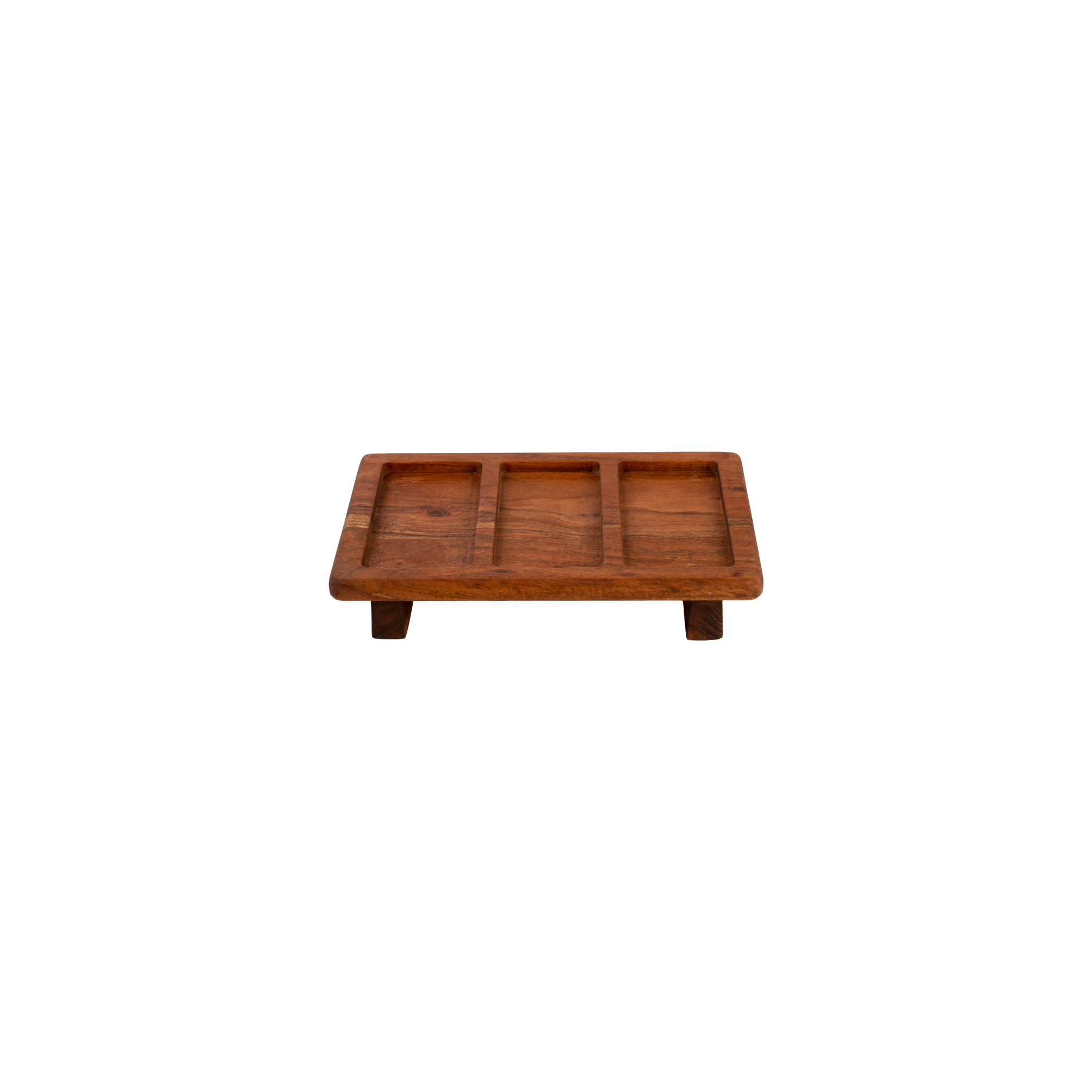 Pure Acacia Wood serveertray 3 vaks 31x19x6 cm