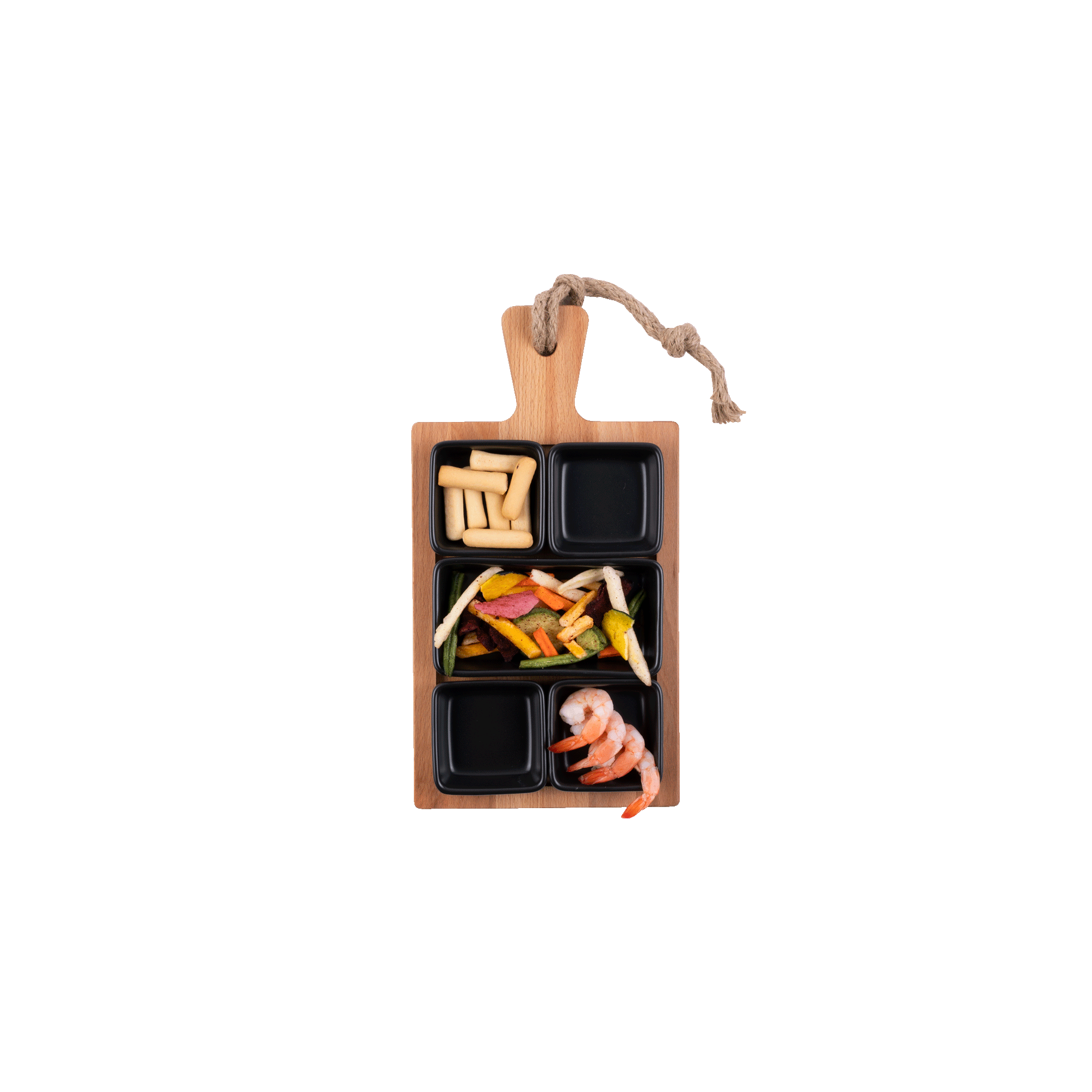 Puur Hout | Beuken Foodplank 35 cm 1 vak 5 schaaltjes zwart