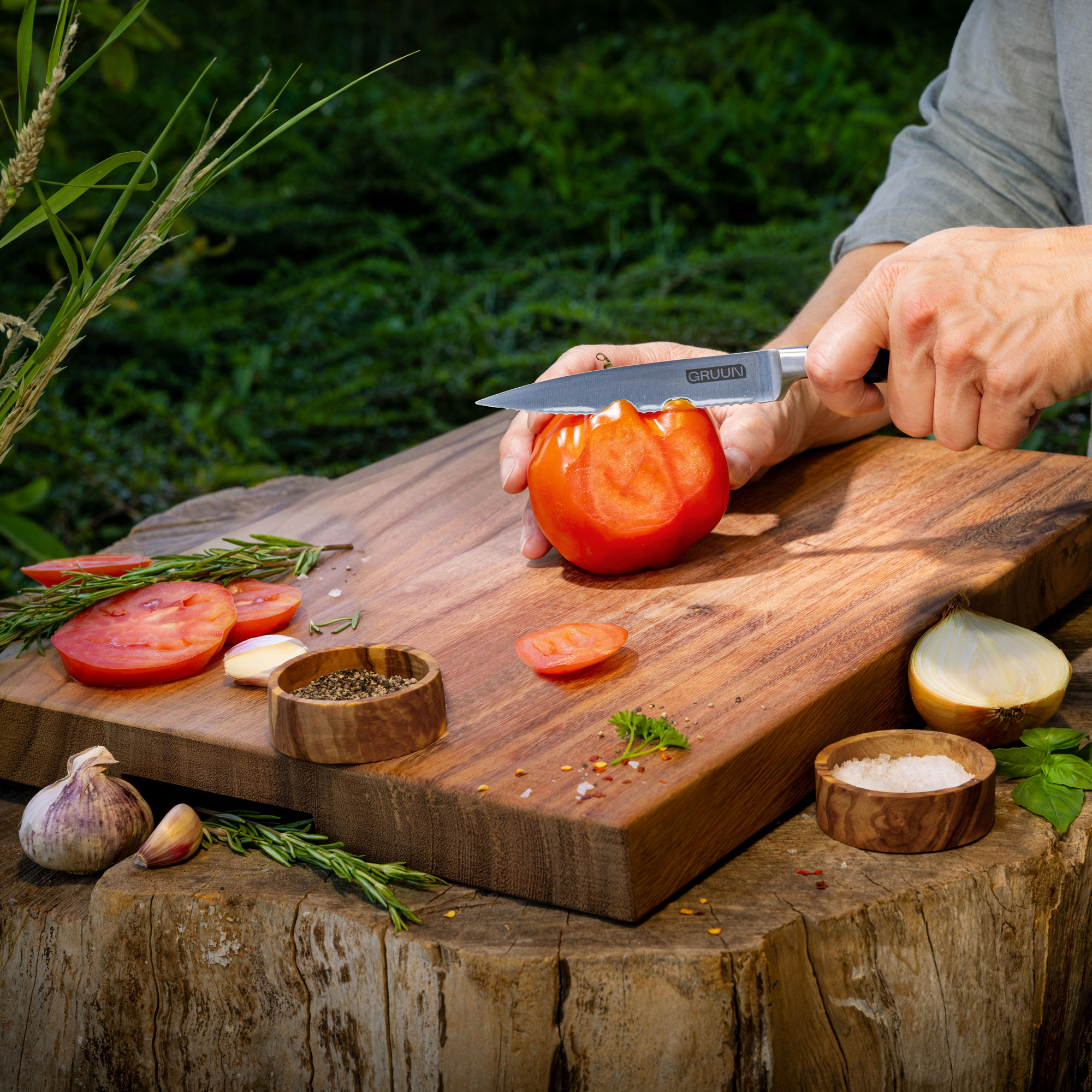 Pure Teak Wood Rechthoekige plank met handgrepen 35x25x3cm