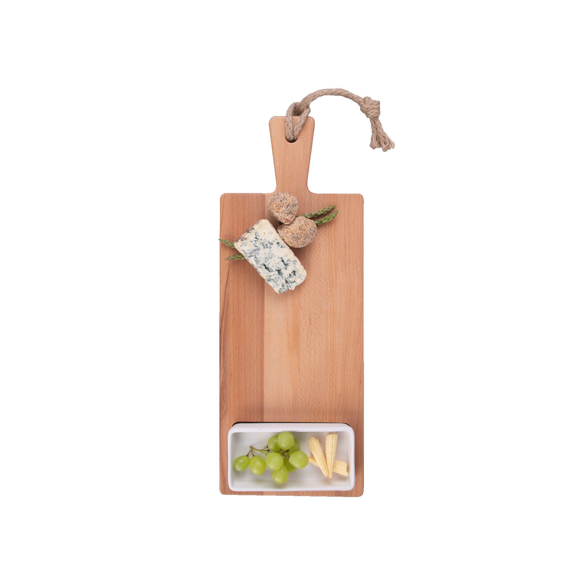 Puur Hout | Beuken Foodplank 49 cm 1 vak 1 schaaltje wit