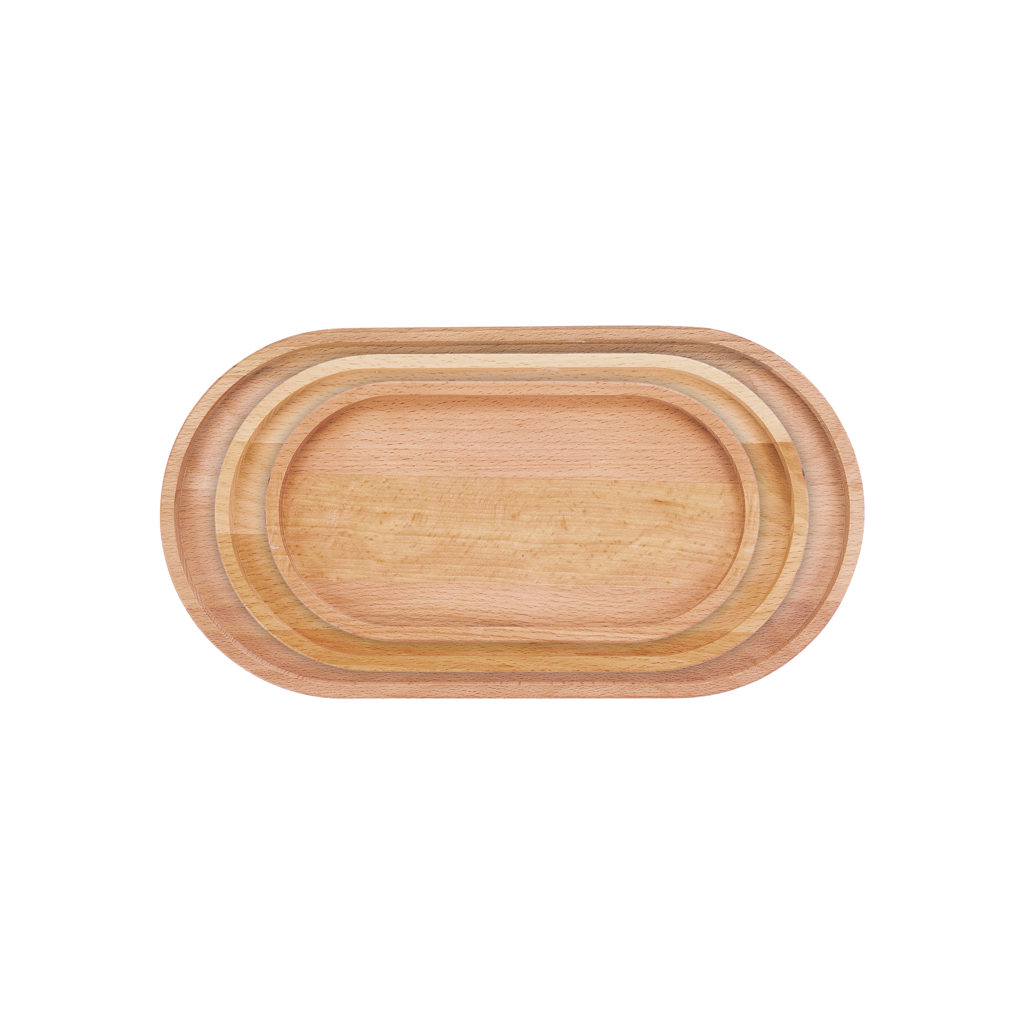 Set van 3 Serveertrays Puur Hout ovaal (S/M/L)