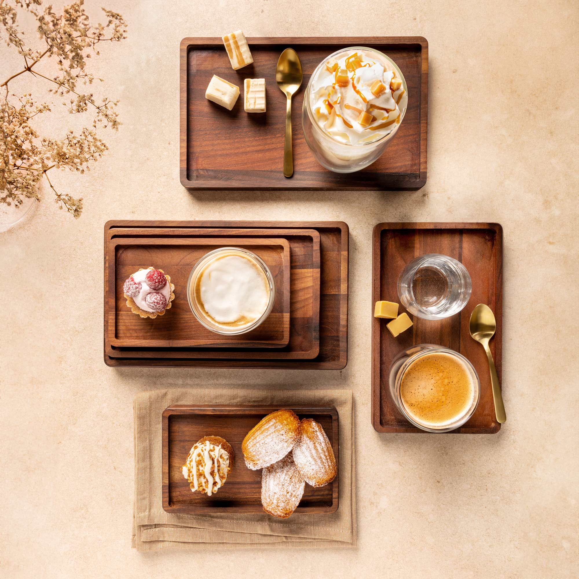 Pure Walnut Wood Serveertray rechthoekig L 28 x 17 cm