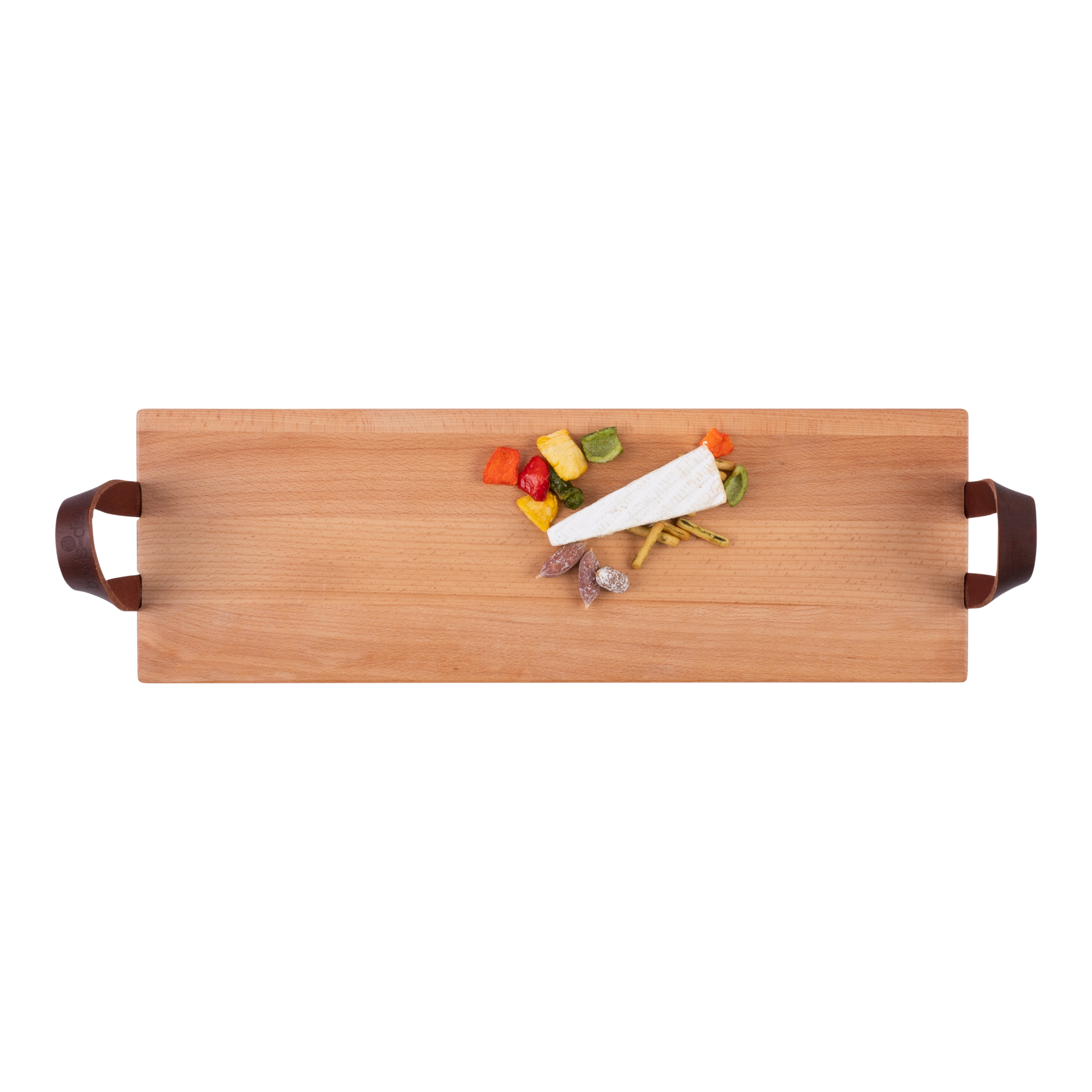 Puur Hout | Beuken Serveertray met handgreep leer 59 x19,5cm