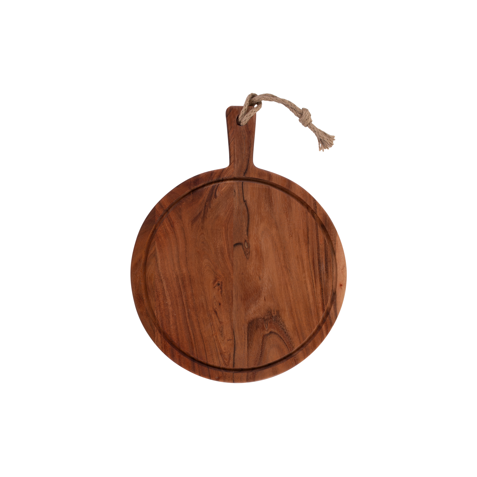 Pure Acacia Wood Serveerplank rond met sapgoot 35 cm