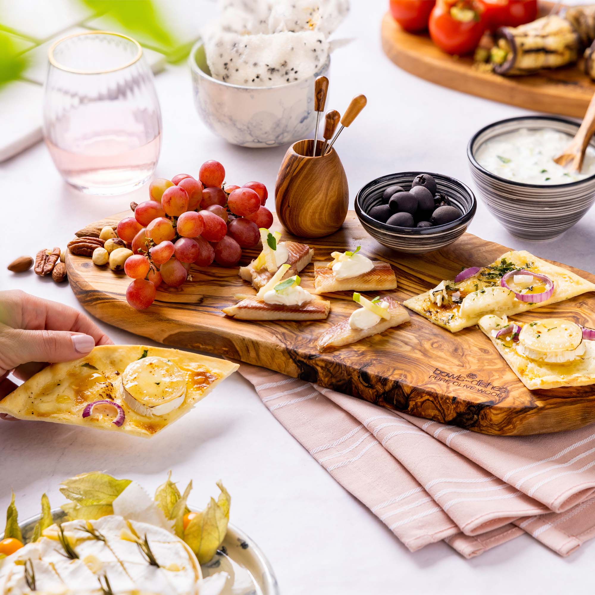 Olijfhouten Pincho houder ovaal model