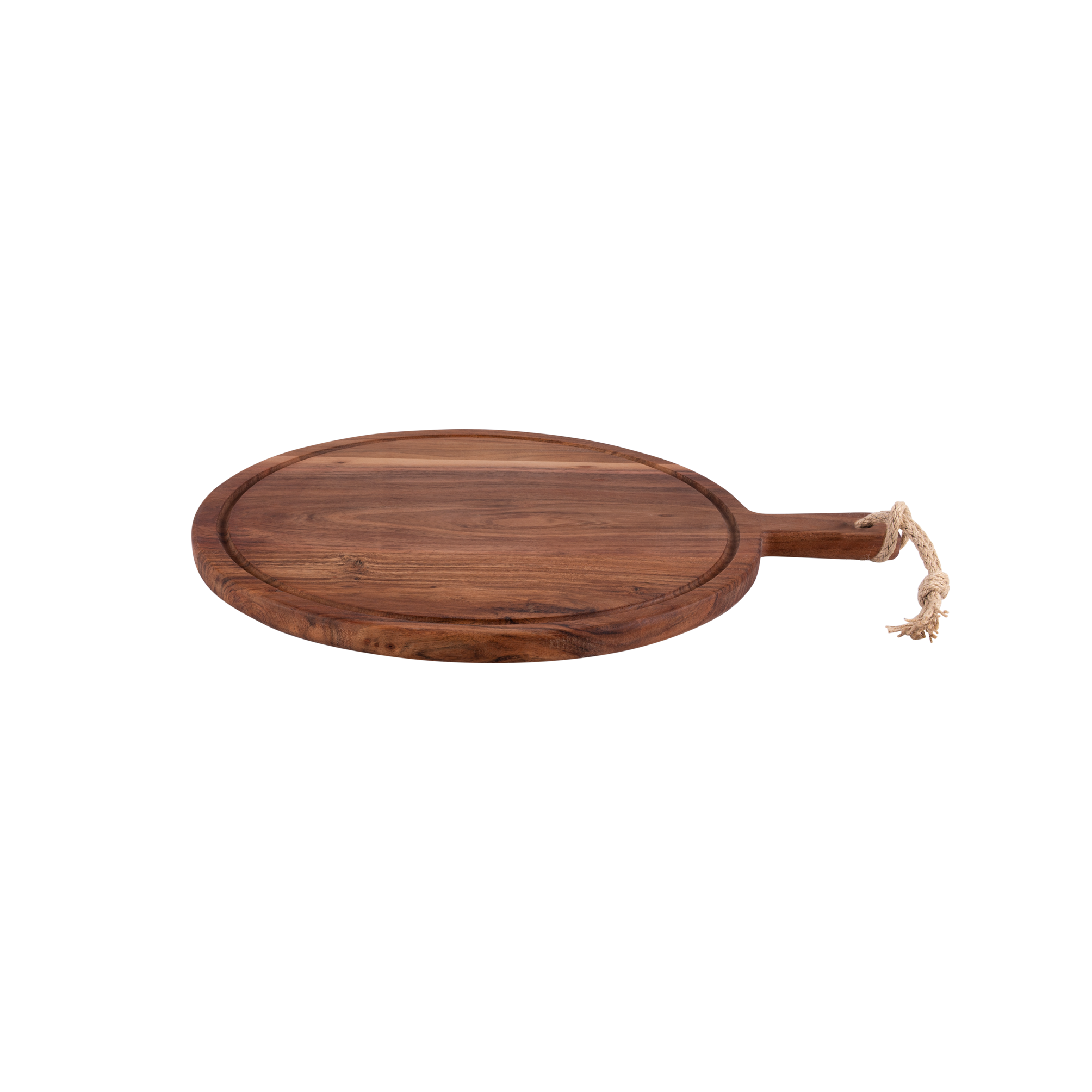 Pure Acacia Wood Serveerplank rond met sapgoot 40 cm