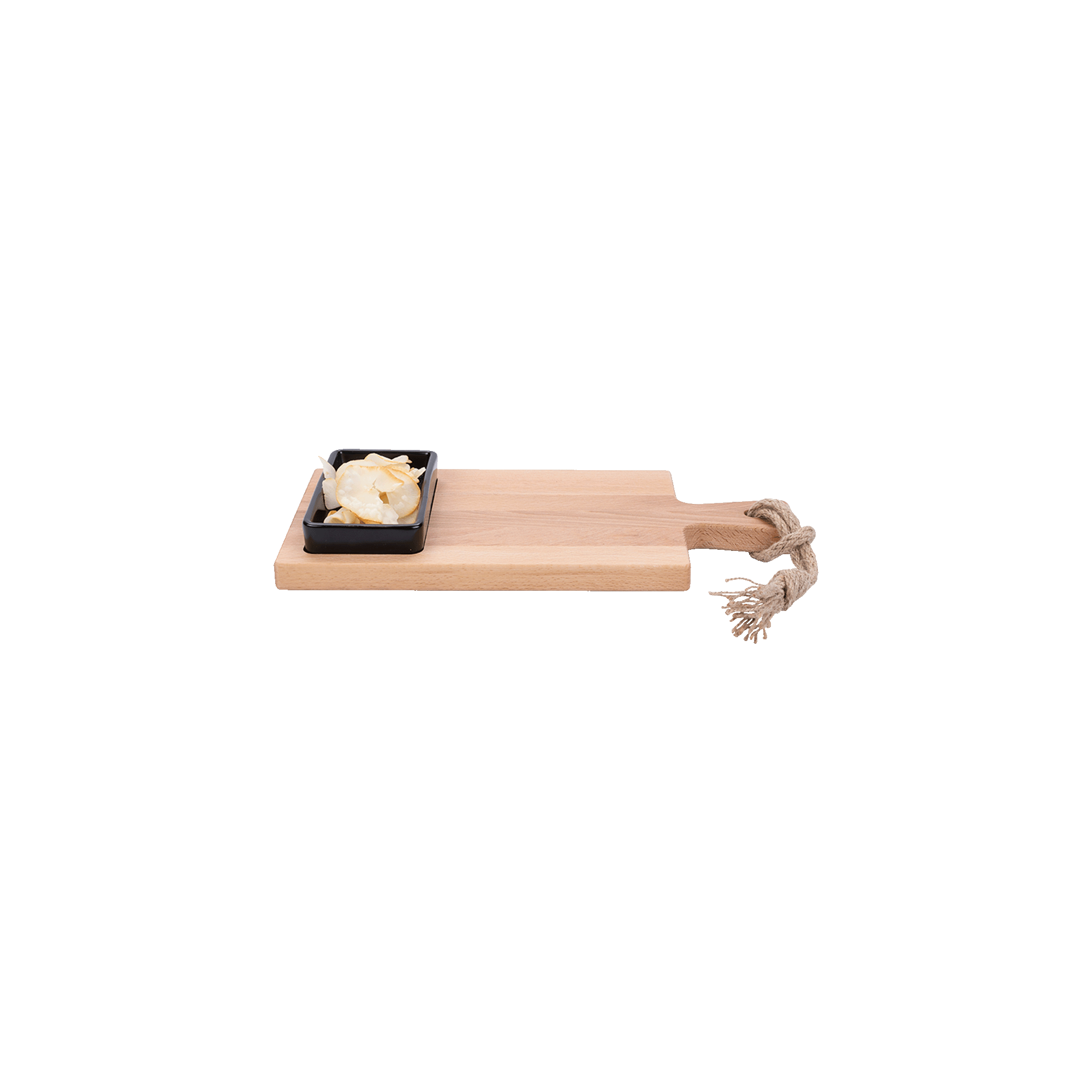 Pure Beech Wood Foodtray 35 cm, 1 compartment with 1 Black bowl