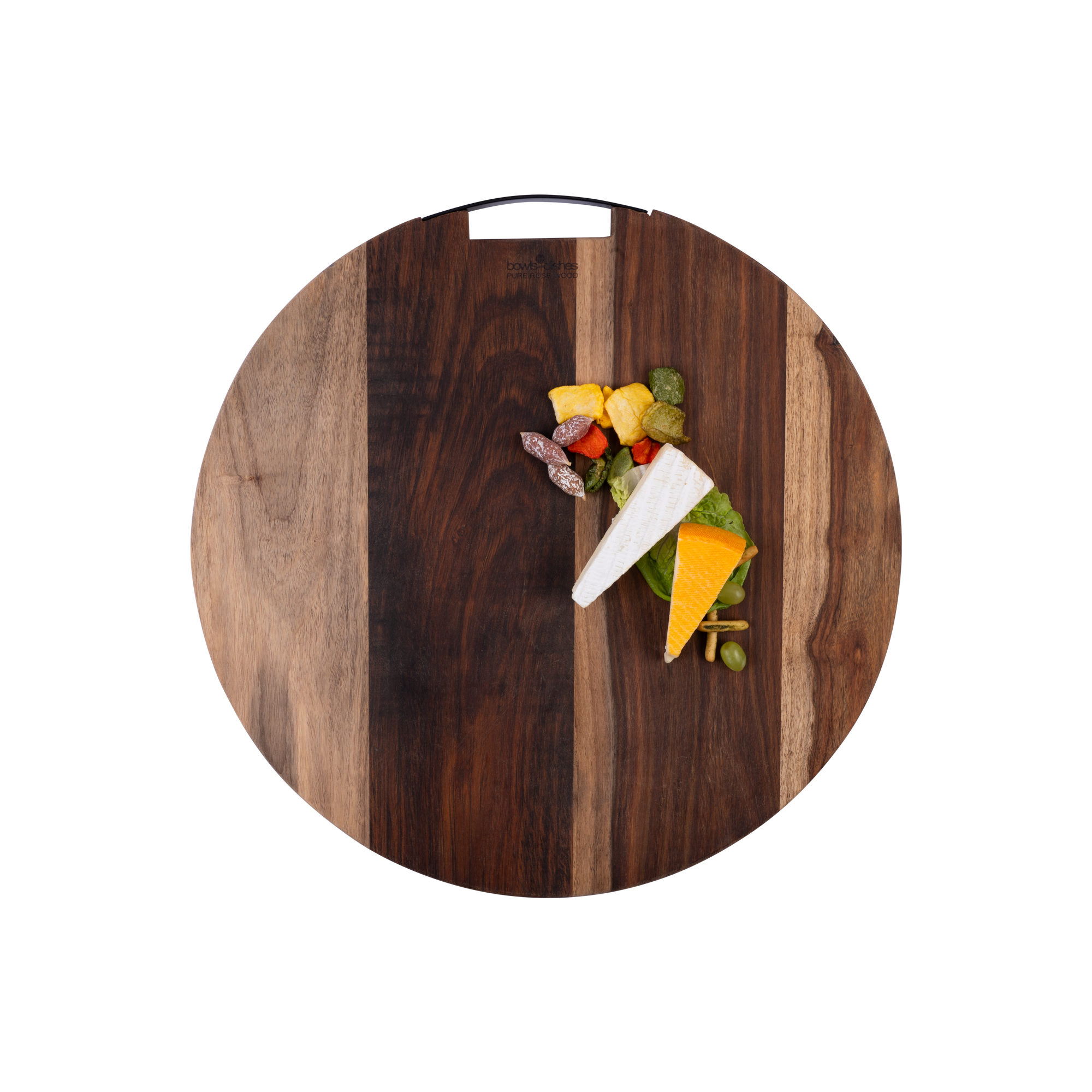 Pure Rose Wood Serveerplank rond 1 metalen handvat Ø 50 cm