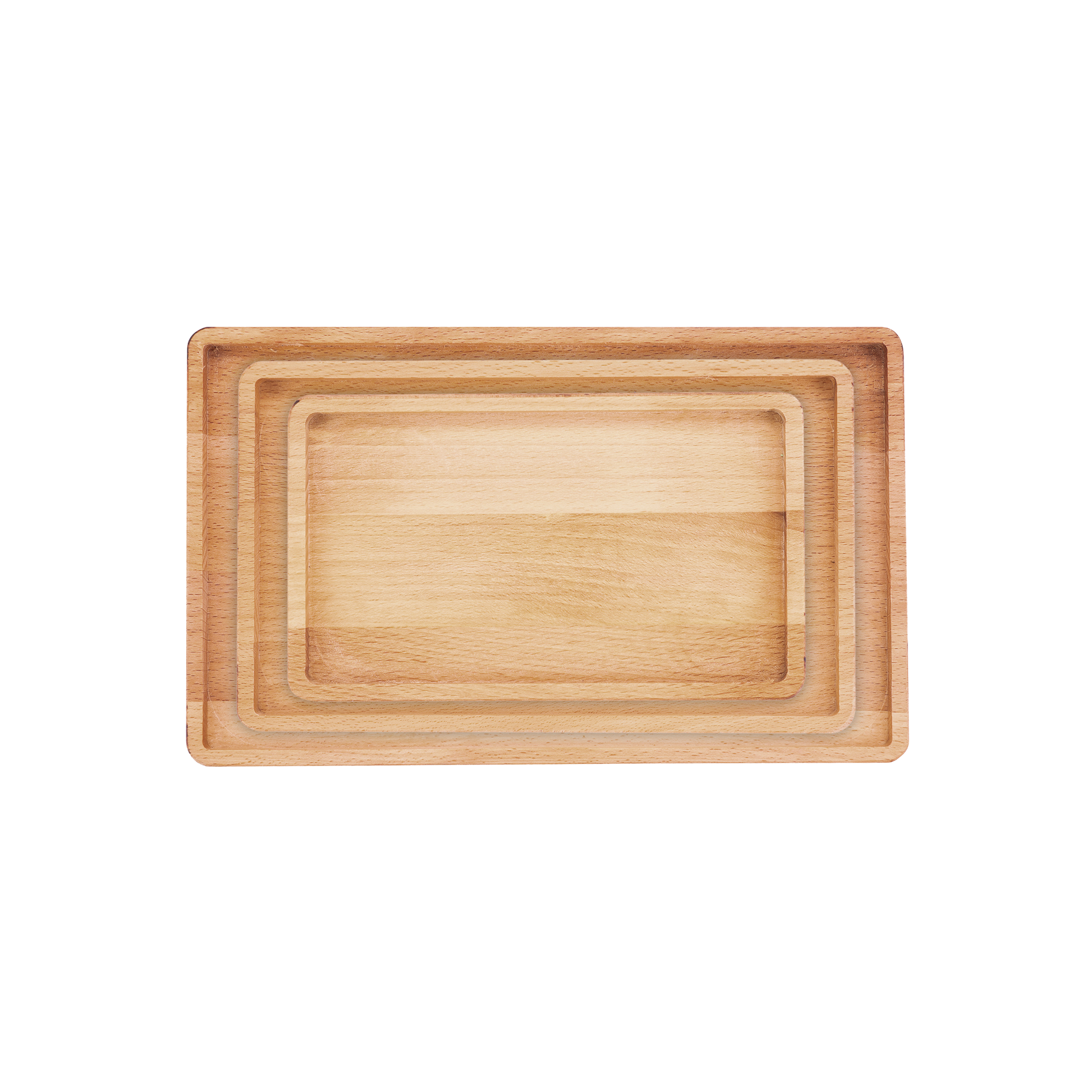 Set van 3 Serveertrays Puur Hout rechthoekig (S/M/L)